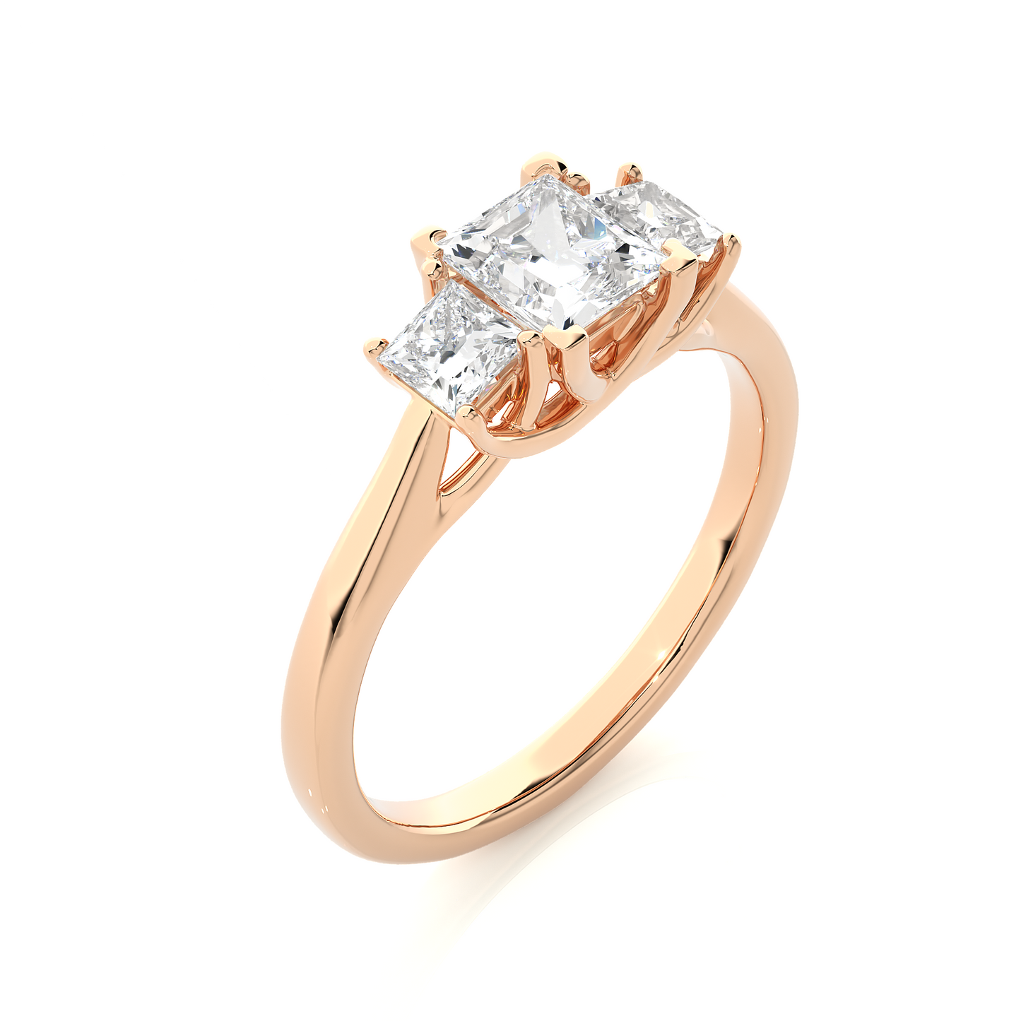 1.07 Ct Princess Cut Lab Grown Diamond Three Stone Gold Engagement Ring/Wedding Ring/F Color/VS Clarity/1 Ct Diamond Ring/CVD Diamond Ring/Princess Cut Diamond/Princess Diamond Side Stone/Prong Set/Three Stone Set/10k Gold/14k Gold/18k Gold/Yellow Gold/White Gold/Rose Gold/Anniversary Gift