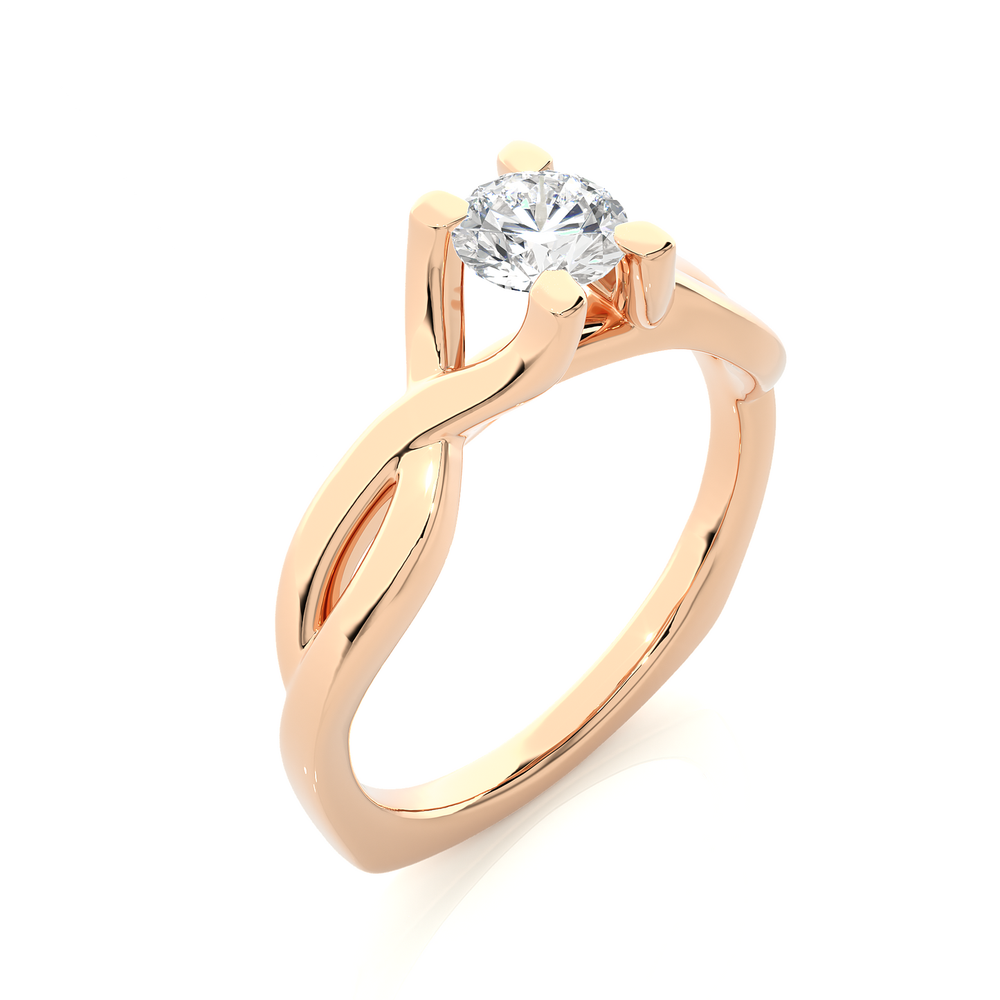 1.03 CT Round Cut Lab Grown Diamond Solitaire Engagement Ring/Round Cut Diamond/1 Ct Diamond Ring/CVD Diamond Ring/Crossover Shank/E Color/VS Clarity/10k Gold/14k Gold/18k Gold/Rose Gold/White Gold/Yellow Gold/Prong Setting