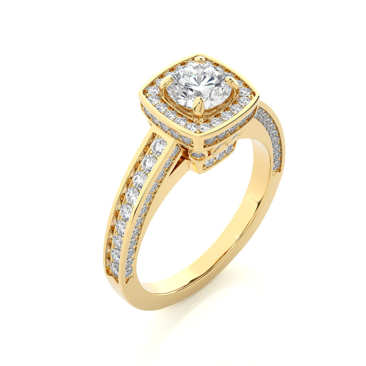 1.16 Ct Round Cut E-VS2 Lab Grown Diamond Gold Engagement Ring/Wedding Ring/E Color/VS Clarity/1 Ct Diamond Ring/CVD Diamond Ring/Round Cut Diamond/Round Diamond Side Stone/Prong Set/Pave Set/Halo Set/10k Gold/14k Gold/18k Gold/Yellow Gold/White Gold/Rose Gold/Anniversary Gift