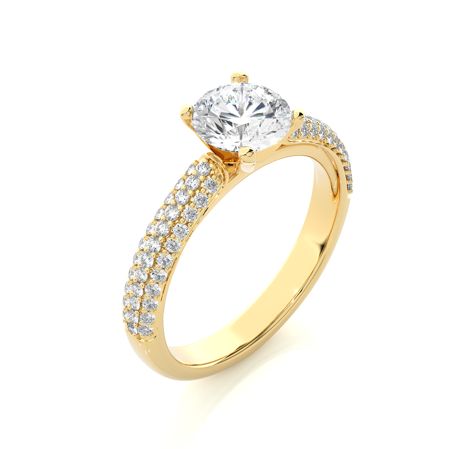 1.02 Ct Round Cut E/VS1 Lab Grown Diamond Gold Engagement Ring/Wedding Ring/E Color/VS Clarity/1 Ct Diamond Ring/CVD Diamond Ring/Round Cut Diamond/Round Diamond Side Stone/Prong Set/Pave Set/10k Gold/14k Gold/18k Gold/Yellow Gold/White Gold/Rose Gold/Anniversary Gift
