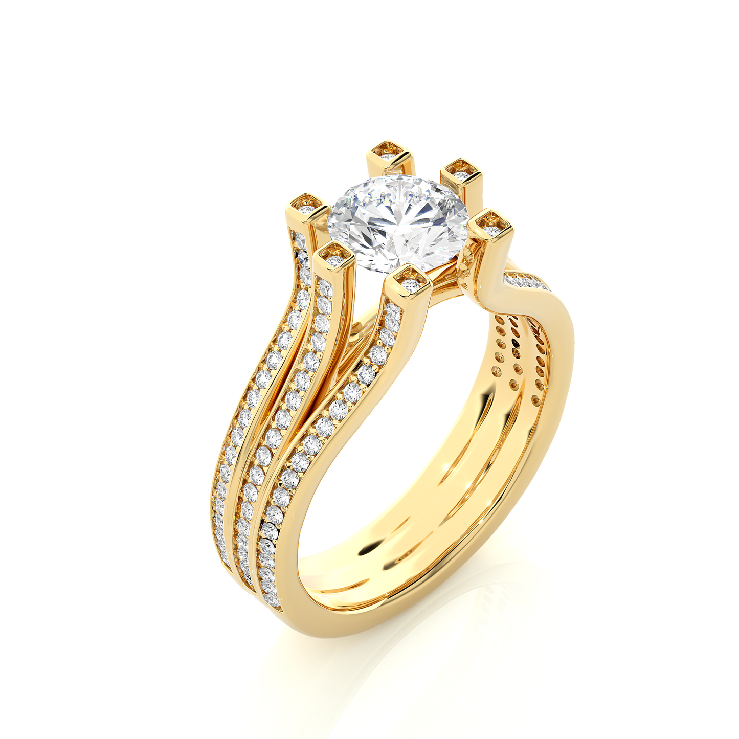 1.05 Ct Round Cut Lab Grown Diamond Engagement Ring/Wedding Ring/E Color/VS Clarity/1 Ct Diamond Ring/CVD Diamond Ring/Round Cut Diamond/Round Diamond Side Stone/Prong Set/Pave Set/10k Gold/14k Gold/18k Gold/Yellow Gold/White Gold/Rose Gold/Anniversary Gift