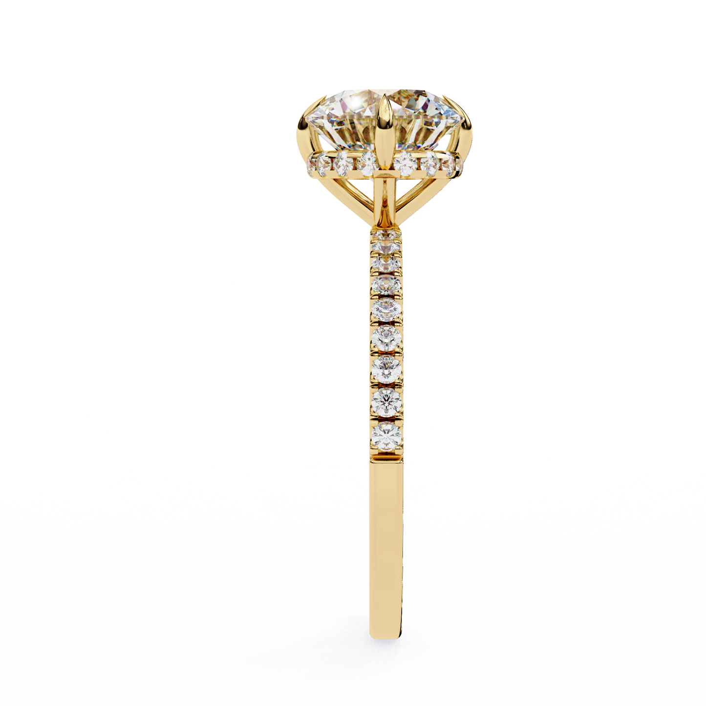 2.5 Ct Round Cut E-VS Lab Grown Diamond Hidden Halo Engagement Ring/Wedding Ring/E Color/VS Clarity/2 Ct Diamond Ring/CVD Diamond Ring/Round Cut Diamond/Round Diamond Side Stone/Six Prong Set/Pave Set/10k Gold/14k Gold/18k Gold/Yellow Gold/White Gold/Rose Gold/Anniversary Gift