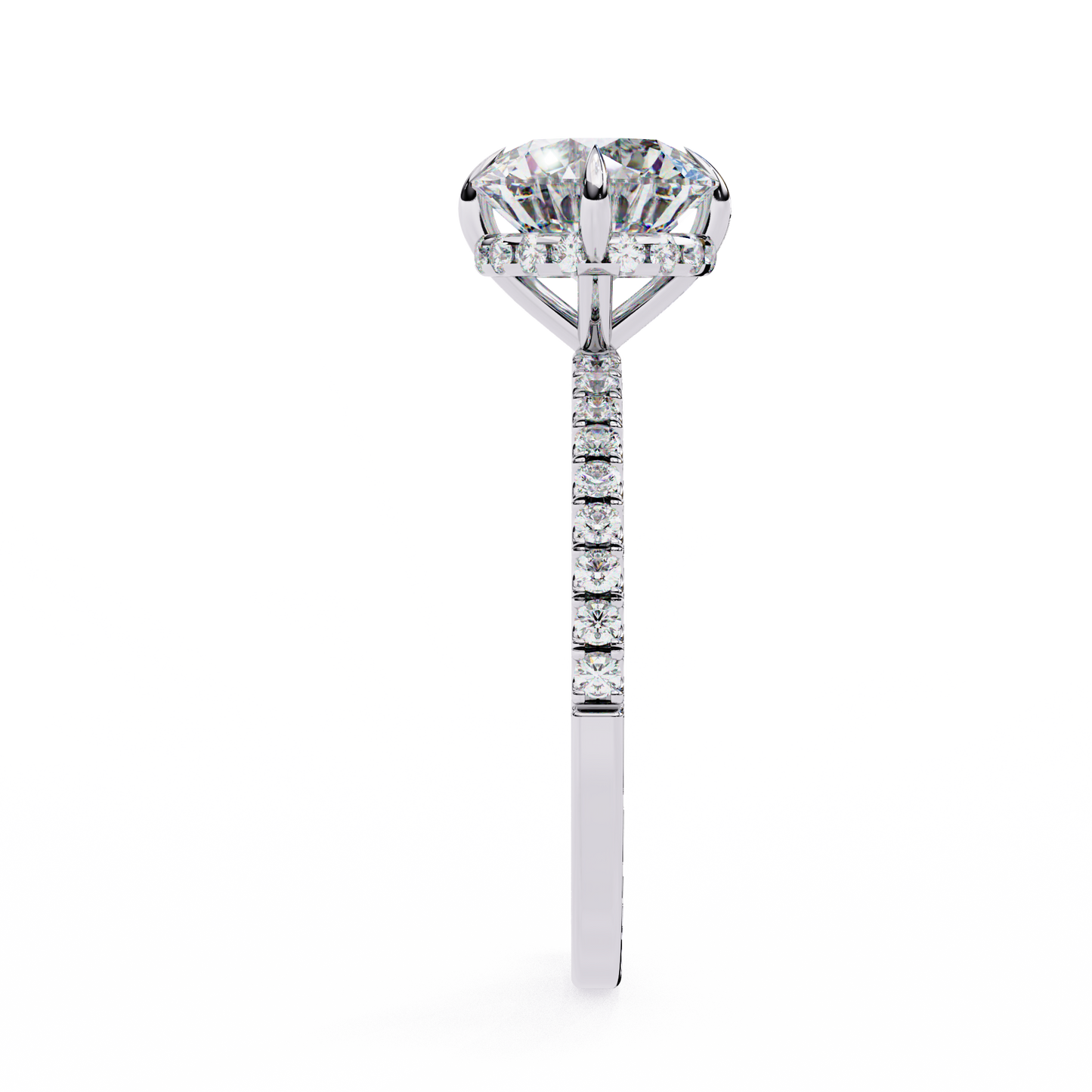 2.5 Ct Round Cut E-VS Lab Grown Diamond Hidden Halo Engagement Ring/Wedding Ring/E Color/VS Clarity/2 Ct Diamond Ring/CVD Diamond Ring/Round Cut Diamond/Round Diamond Side Stone/Six Prong Set/Pave Set/10k Gold/14k Gold/18k Gold/Yellow Gold/White Gold/Rose Gold/Anniversary Gift