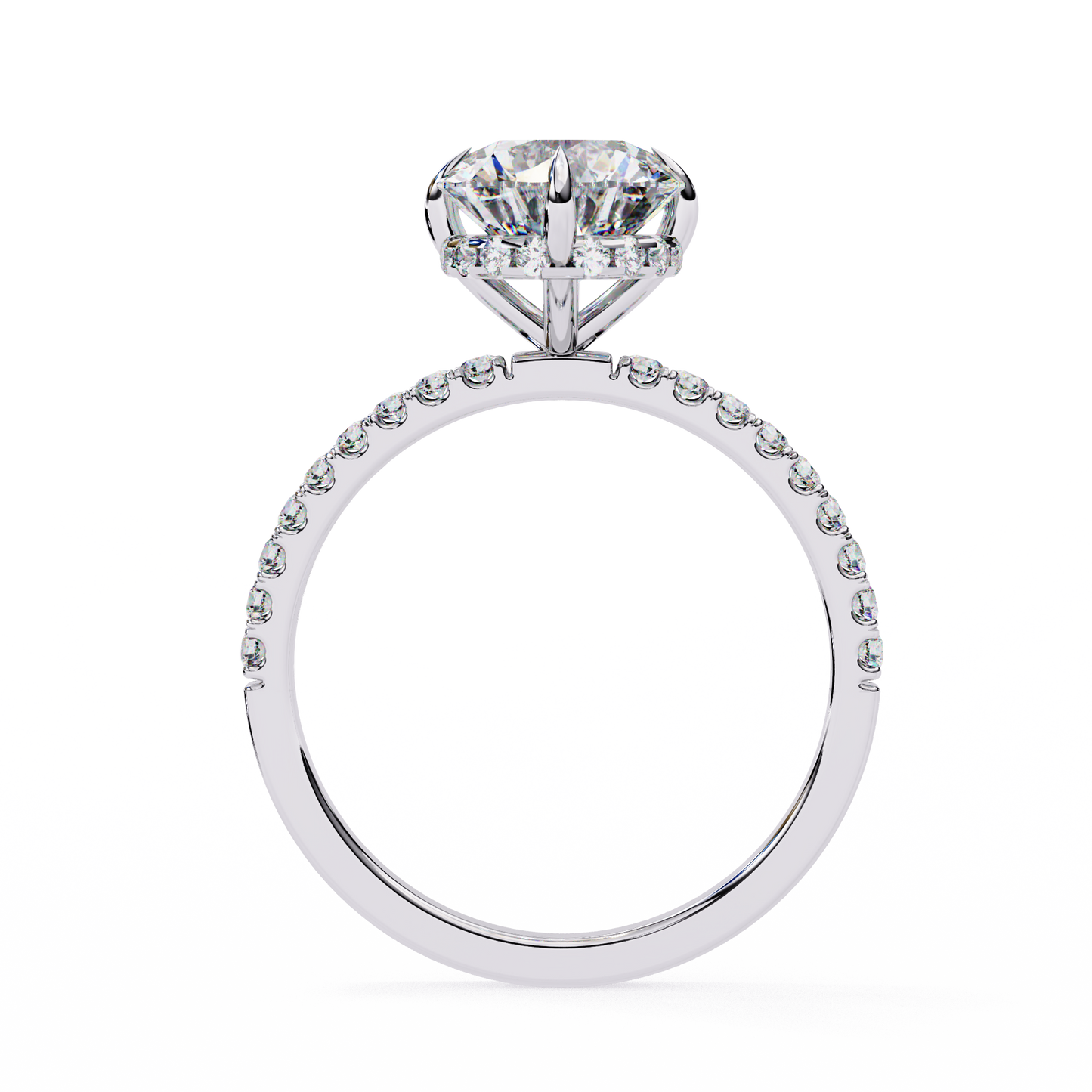 2.5 Ct Round Cut E-VS Lab Grown Diamond Hidden Halo Engagement Ring/Wedding Ring/E Color/VS Clarity/2 Ct Diamond Ring/CVD Diamond Ring/Round Cut Diamond/Round Diamond Side Stone/Six Prong Set/Pave Set/10k Gold/14k Gold/18k Gold/Yellow Gold/White Gold/Rose Gold/Anniversary Gift
