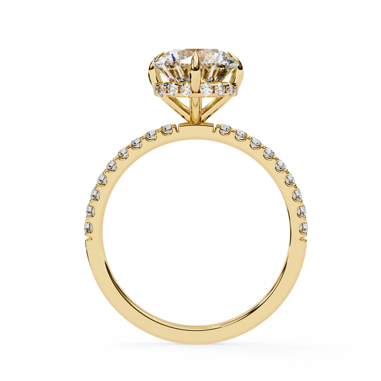 2.5 Ct Round Cut E-VS Lab Grown Diamond Hidden Halo Engagement Ring/Wedding Ring/E Color/VS Clarity/2 Ct Diamond Ring/CVD Diamond Ring/Round Cut Diamond/Round Diamond Side Stone/Six Prong Set/Pave Set/10k Gold/14k Gold/18k Gold/Yellow Gold/White Gold/Rose Gold/Anniversary Gift