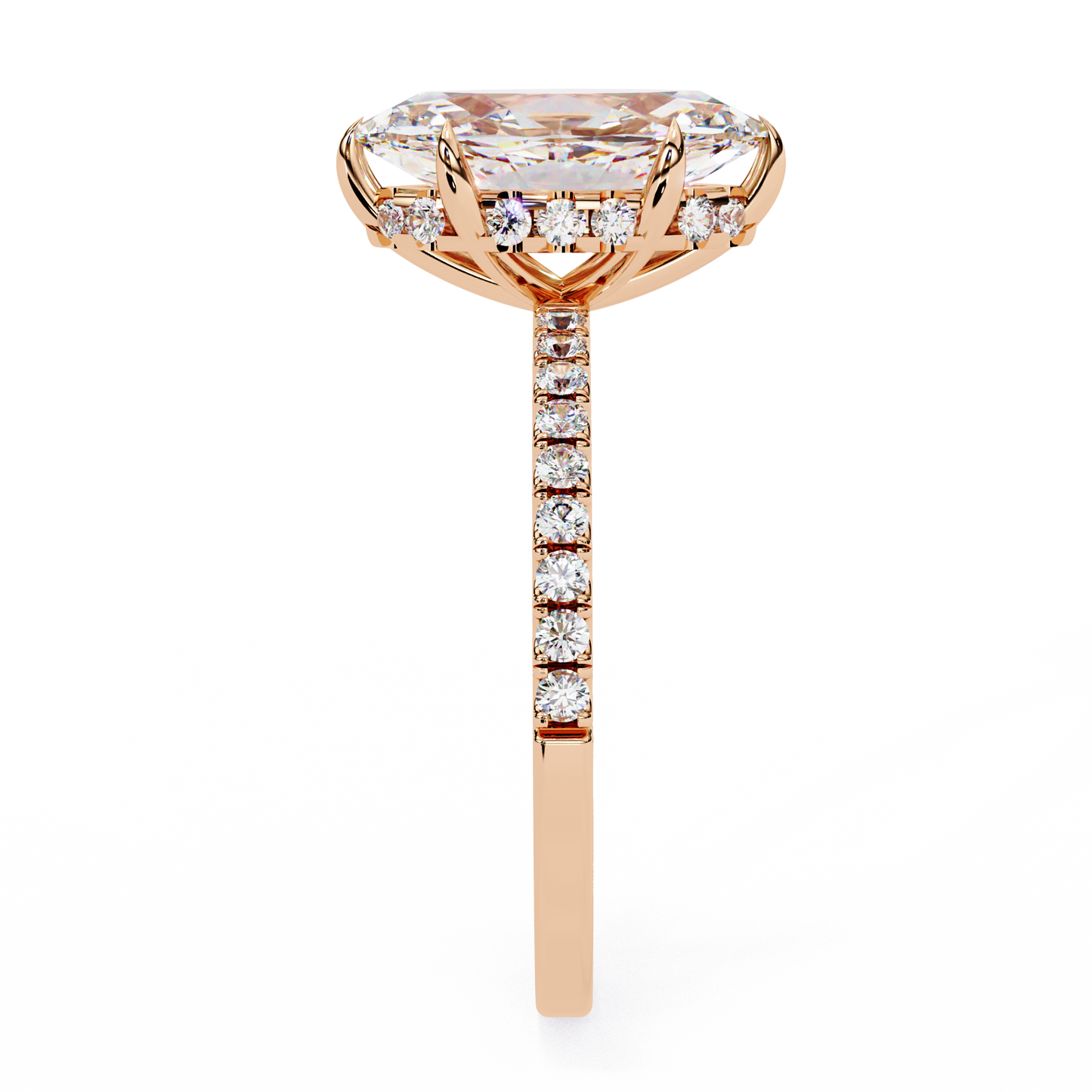 3.0 Ct Marquise Cut F-VS1 Lab Grown Diamond Hidden Halo Gold Engagement Ring/Wedding Ring/F Color/VS Clarity/3 Ct Diamond Ring/CVD Diamond Ring/Marquise Cut Diamond/Round Diamond Side Stone/Six Prong Set/Pave Set/10k Gold/14k Gold/18k Gold/Yellow Gold/White Gold/Rose Gold/Anniversary Gift