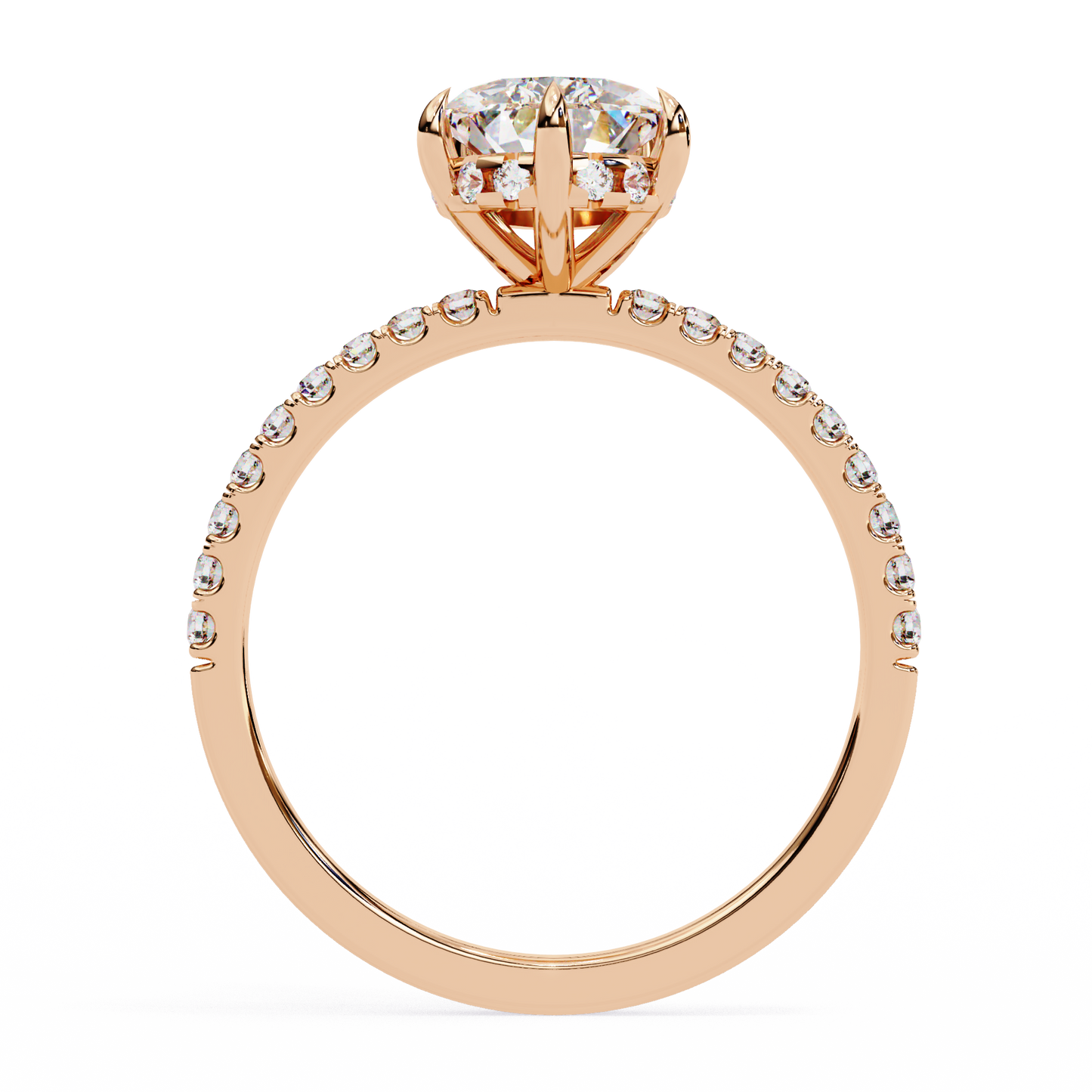 4.0 Ct Pear Cut F-VS Lab Grown Diamond Hidden Halo Gold Engagement Ring/Wedding Ring/F Color/VS Clarity/4 Ct Diamond Ring/CVD Diamond Ring/Pear Cut Diamond/Round Diamond Side Stone/Six Prong Set/Pave Set/10k Gold/14k Gold/18k Gold/Yellow Gold/White Gold/Rose Gold/Anniversary Gift