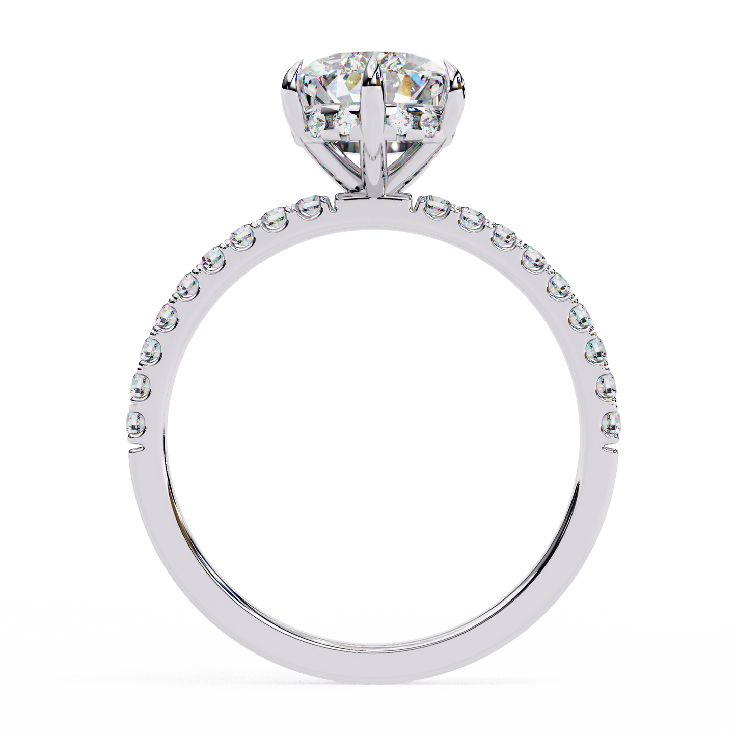 4.0 Ct Pear Cut F-VS Lab Grown Diamond Hidden Halo Gold Engagement Ring/Wedding Ring/F Color/VS Clarity/4 Ct Diamond Ring/CVD Diamond Ring/Pear Cut Diamond/Round Diamond Side Stone/Six Prong Set/Pave Set/10k Gold/14k Gold/18k Gold/Yellow Gold/White Gold/Rose Gold/Anniversary Gift
