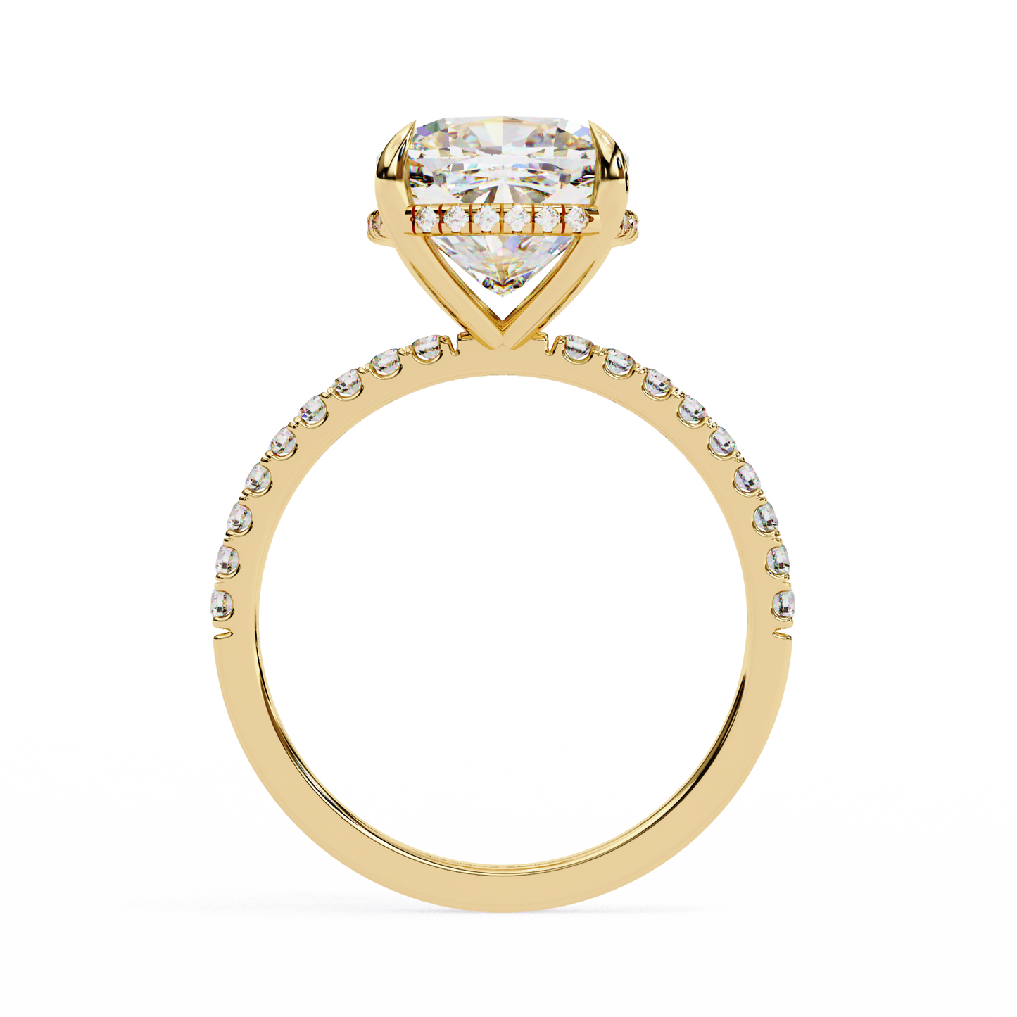 3.5 Ct Cushion Cut Lab Grown Diamond Hidden Halo Engagement Ring/Wedding Ring/F Color/VS Clarity/3 Ct Diamond Ring/CVD Diamond Ring/Cushion Cut Diamond/Round Diamond Side Stone/Prong Set/Pave Set/Hidden Halo Set/10k Gold/14k Gold/18k Gold/Yellow Gold/White Gold/Rose Gold/Anniversary Gift