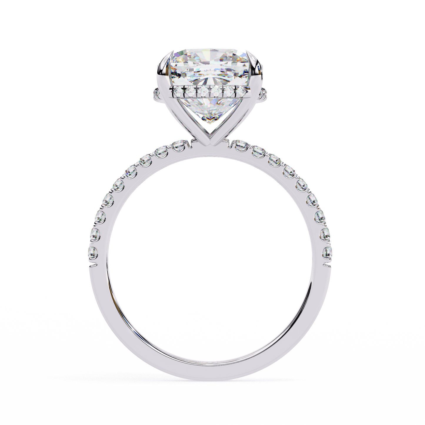 3.5 Ct Cushion Cut Lab Grown Diamond Hidden Halo Engagement Ring/Wedding Ring/F Color/VS Clarity/3 Ct Diamond Ring/CVD Diamond Ring/Cushion Cut Diamond/Round Diamond Side Stone/Prong Set/Pave Set/Hidden Halo Set/10k Gold/14k Gold/18k Gold/Yellow Gold/White Gold/Rose Gold/Anniversary Gift