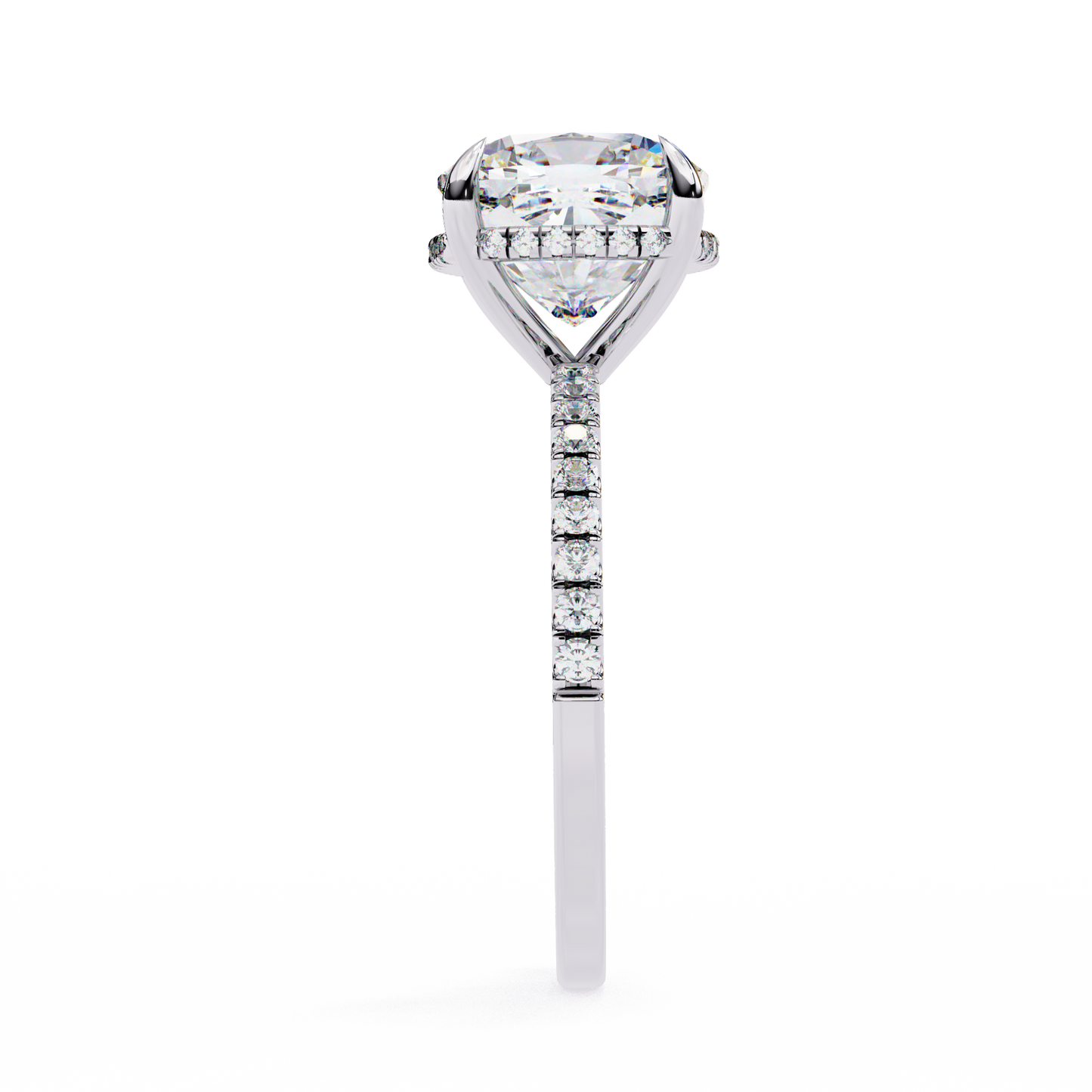 3.5 Ct Cushion Cut Lab Grown Diamond Hidden Halo Engagement Ring/Wedding Ring/F Color/VS Clarity/3 Ct Diamond Ring/CVD Diamond Ring/Cushion Cut Diamond/Round Diamond Side Stone/Prong Set/Pave Set/Hidden Halo Set/10k Gold/14k Gold/18k Gold/Yellow Gold/White Gold/Rose Gold/Anniversary Gift