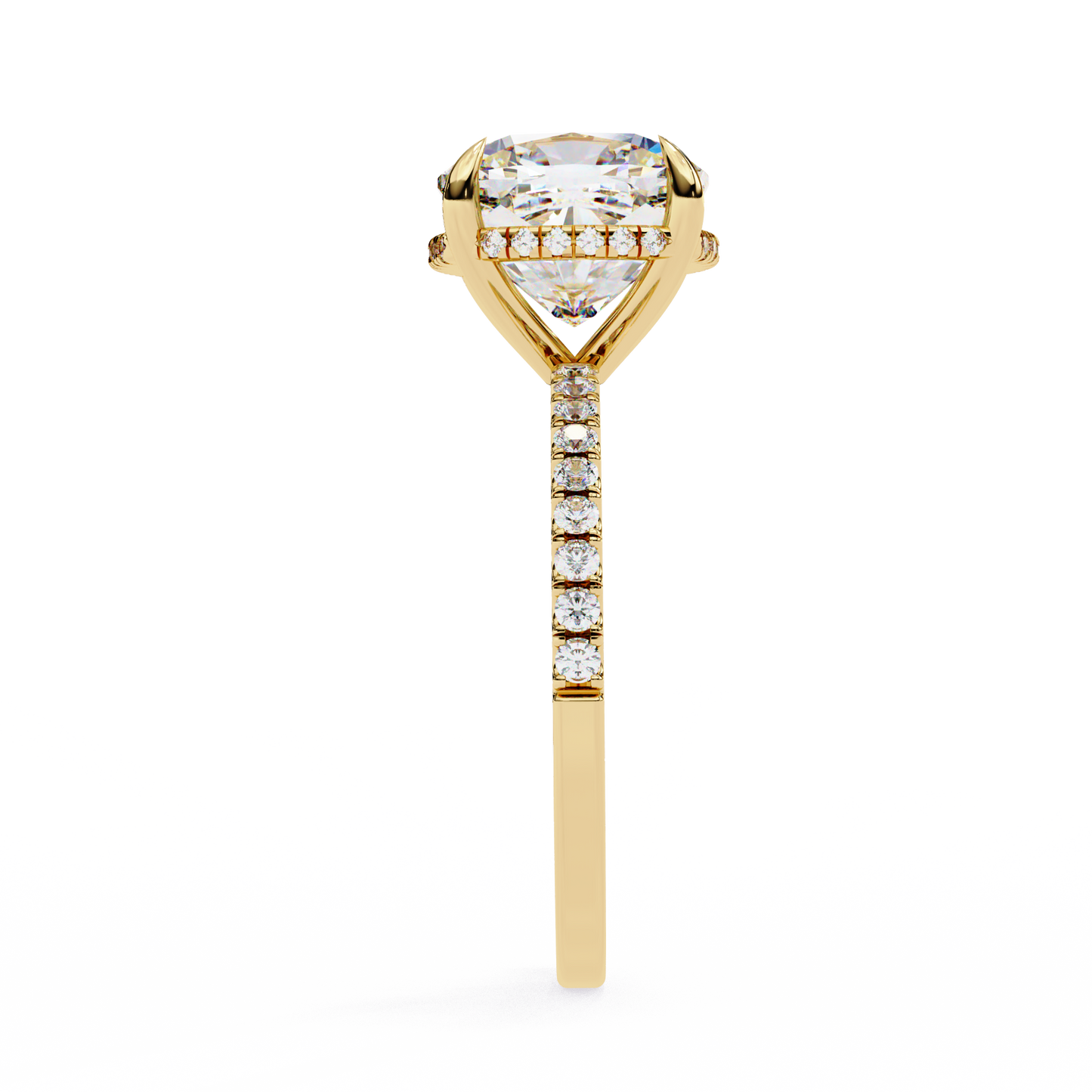 3.5 Ct Cushion Cut Lab Grown Diamond Hidden Halo Engagement Ring/Wedding Ring/F Color/VS Clarity/3 Ct Diamond Ring/CVD Diamond Ring/Cushion Cut Diamond/Round Diamond Side Stone/Prong Set/Pave Set/Hidden Halo Set/10k Gold/14k Gold/18k Gold/Yellow Gold/White Gold/Rose Gold/Anniversary Gift
