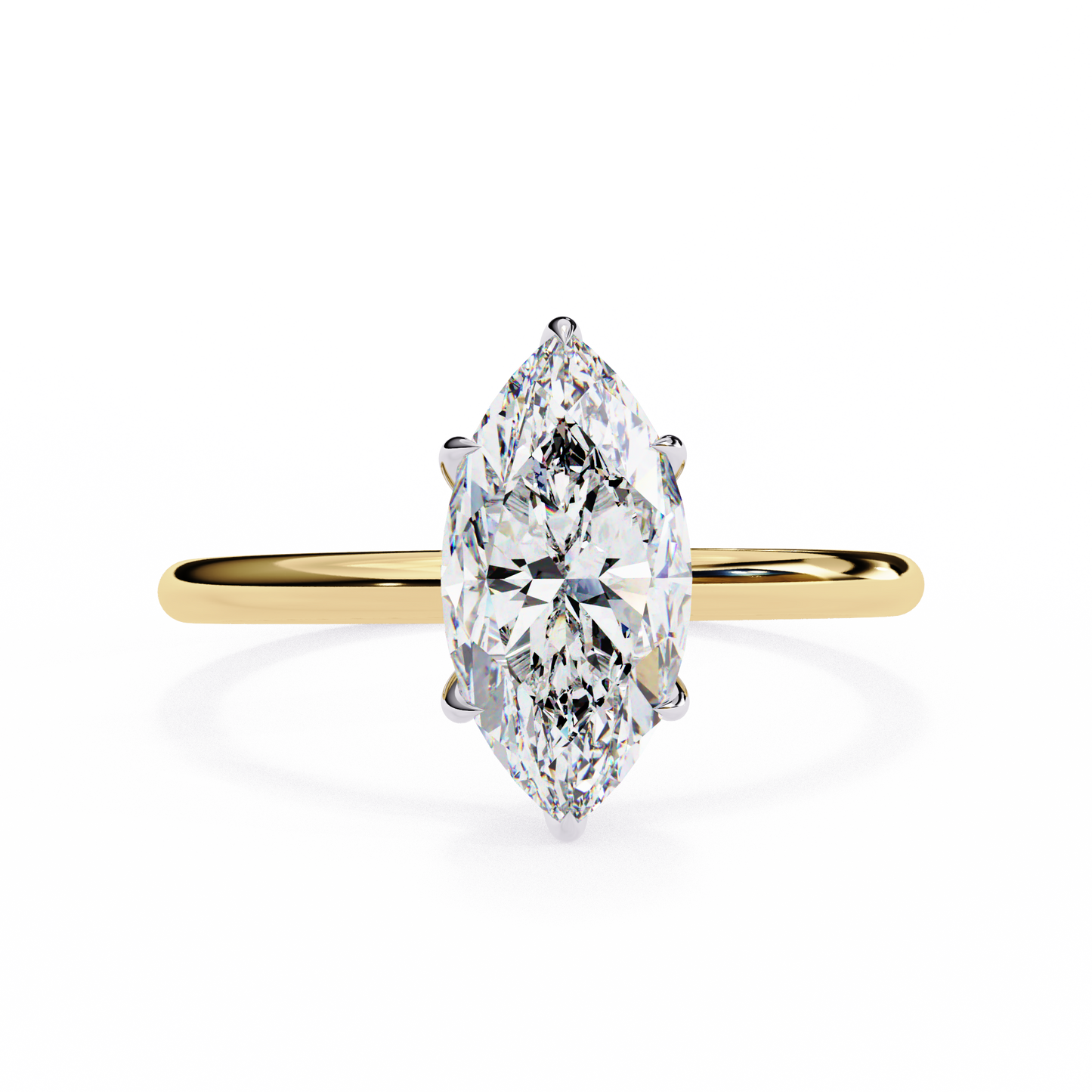 1.5 Ct Marquise Cut Lab Grown Diamond Yellow Gold Engagement Ring/Six Prong Setting/10k Gold/14k Gold/18k Gold/White Gold/Rose Gold/Yellow Gold/CVD Diamond Ring/Marquise Cut Diamond