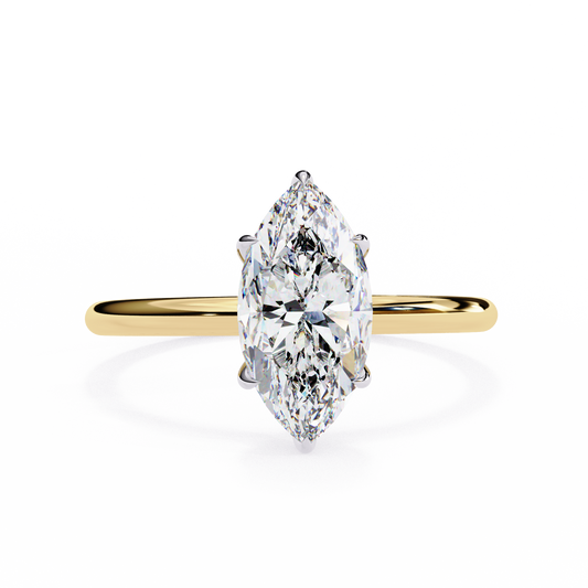 1.5 Ct Marquise Cut Lab Grown Diamond Yellow Gold Engagement Ring/Six Prong Setting/10k Gold/14k Gold/18k Gold/White Gold/Rose Gold/Yellow Gold/CVD Diamond Ring/Marquise Cut Diamond