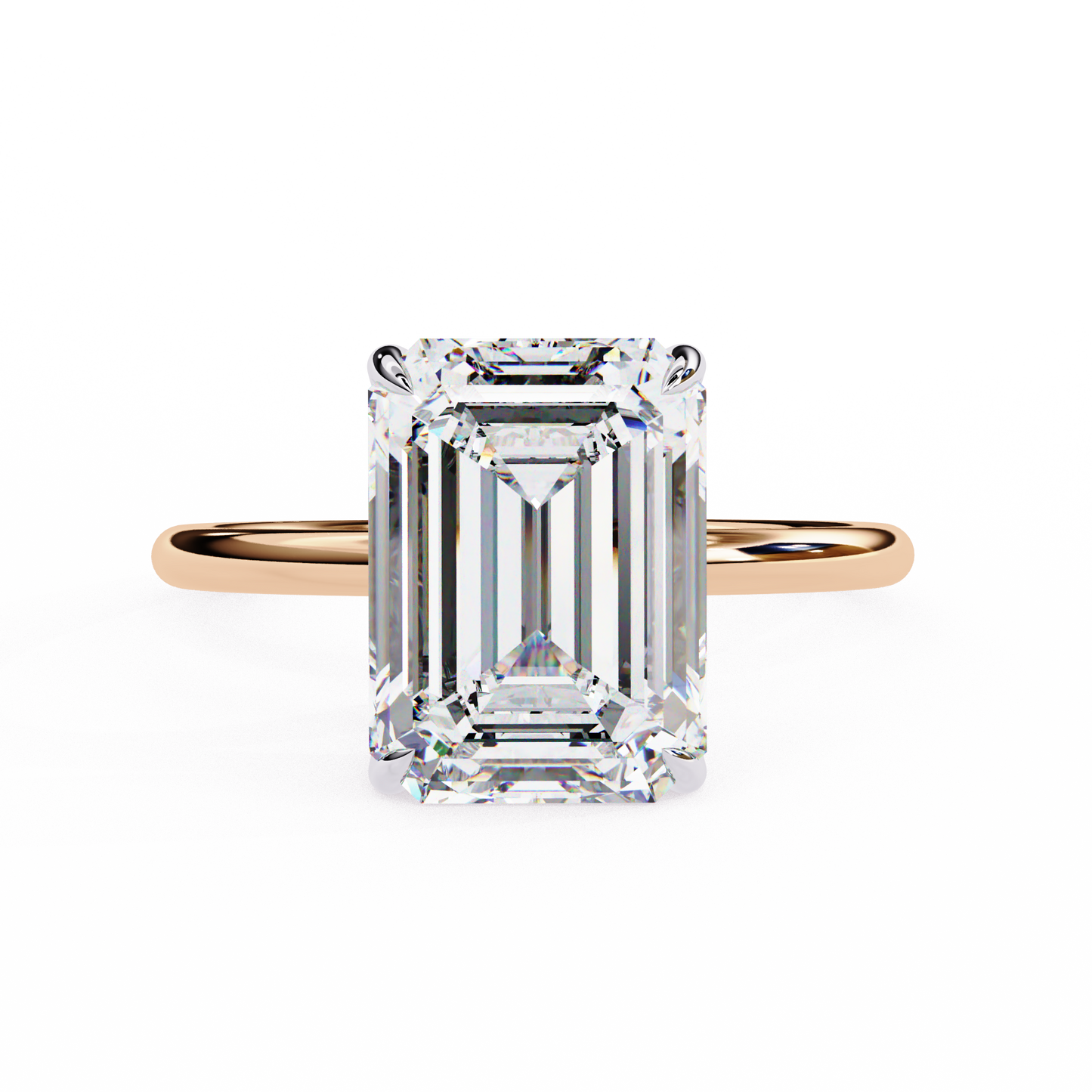 4.05 Ct Emerald Cut Lab Grown Diamond Hidden Halo Gold Ring/Wedding Ring/F Color/VS Clarity/4 Ct Diamond Ring/CVD Diamond Ring/Emerald Cut Diamond/Round Diamond Side Stone/Prong Set/Hidden Halo Set/10k Gold/14k Gold/18k Gold/Yellow Gold/White Gold/Rose Gold/Anniversary Gift