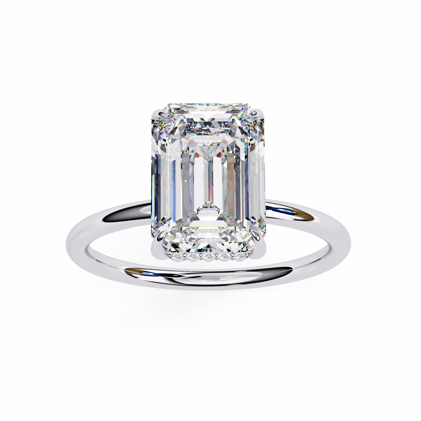 4.05 Ct Emerald Cut Lab Grown Diamond Hidden Halo Gold Ring/Wedding Ring/F Color/VS Clarity/4 Ct Diamond Ring/CVD Diamond Ring/Emerald Cut Diamond/Round Diamond Side Stone/Prong Set/Hidden Halo Set/10k Gold/14k Gold/18k Gold/Yellow Gold/White Gold/Rose Gold/Anniversary Gift