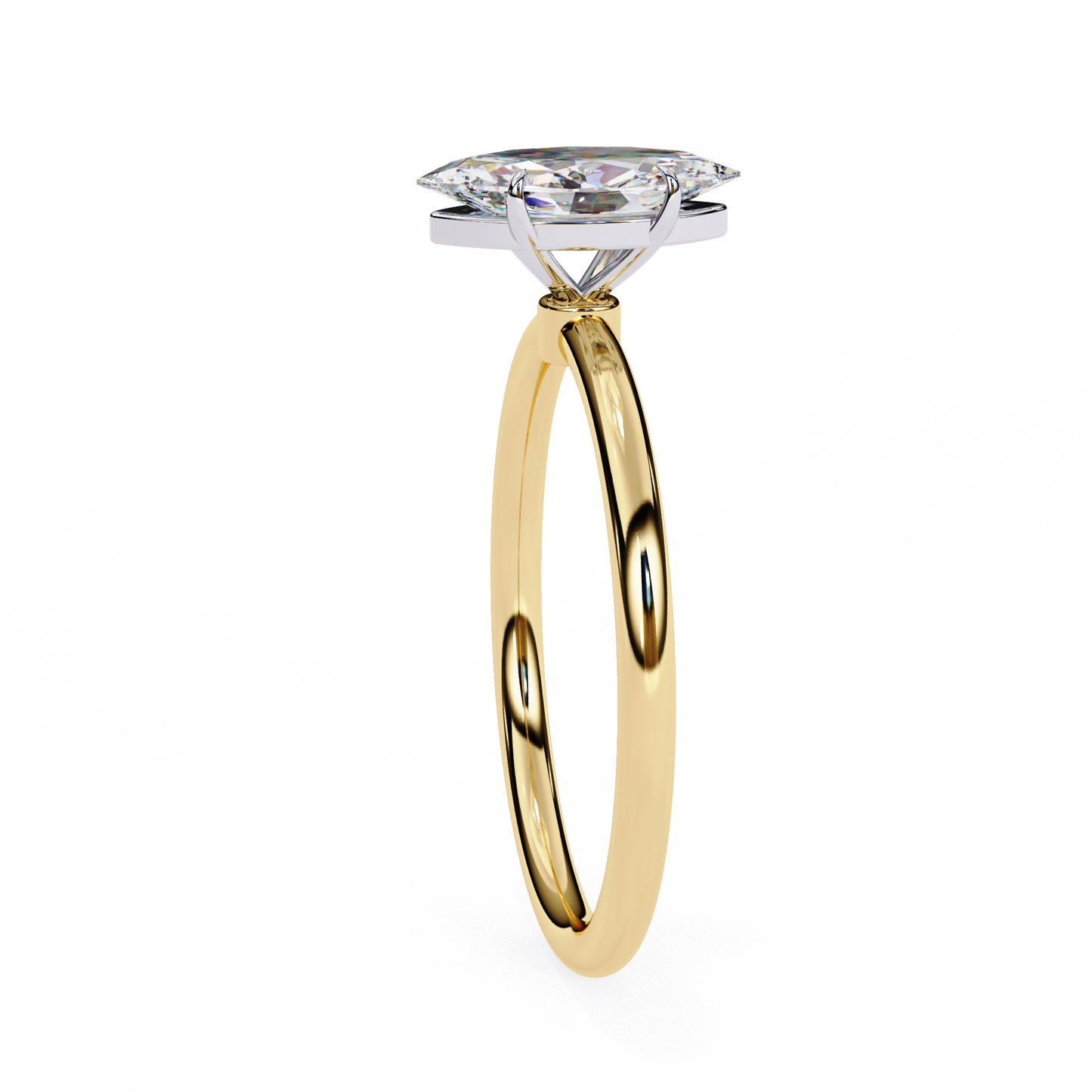 1.5 Ct Marquise Cut Lab Grown Diamond Yellow Gold Engagement Ring/Six Prong Setting/10k Gold/14k Gold/18k Gold/White Gold/Rose Gold/Yellow Gold/CVD Diamond Ring/Marquise Cut Diamond