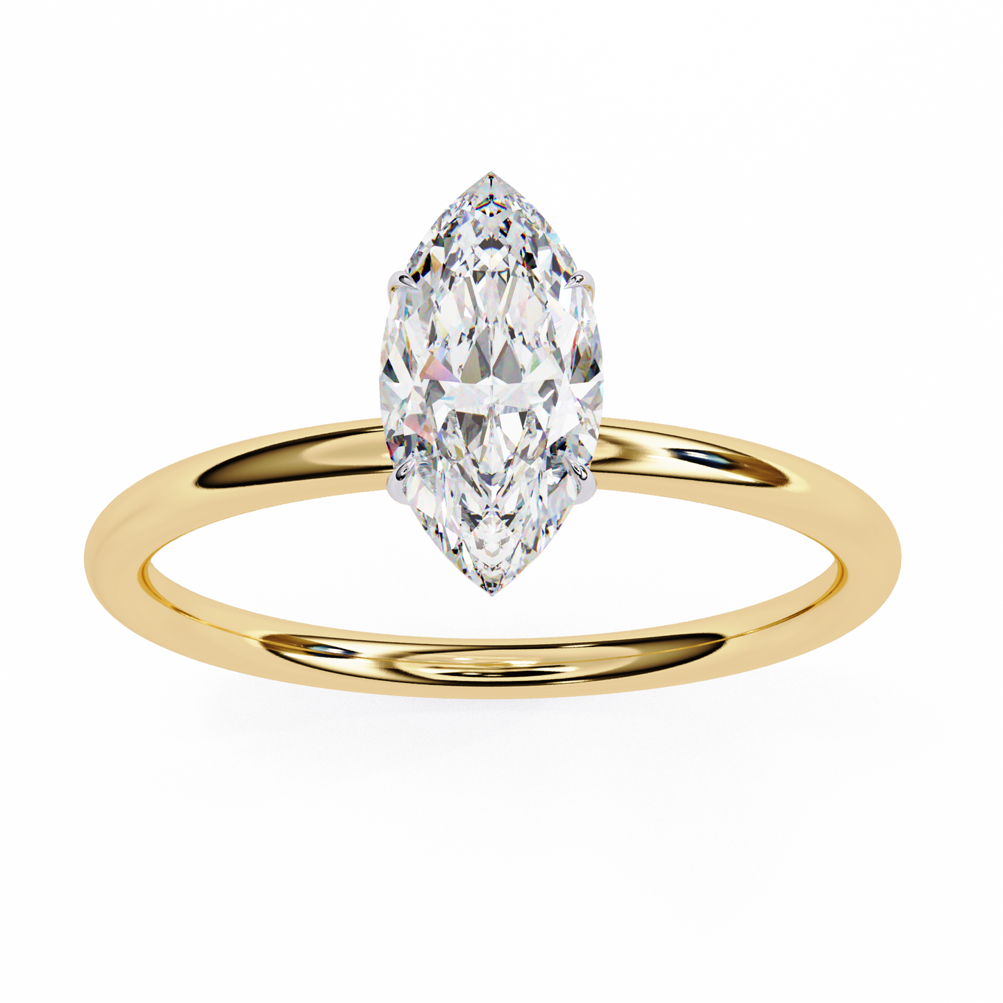 1.5 Ct Marquise Cut Lab Grown Diamond Yellow Gold Engagement Ring/Six Prong Setting/10k Gold/14k Gold/18k Gold/White Gold/Rose Gold/Yellow Gold/CVD Diamond Ring/Marquise Cut Diamond