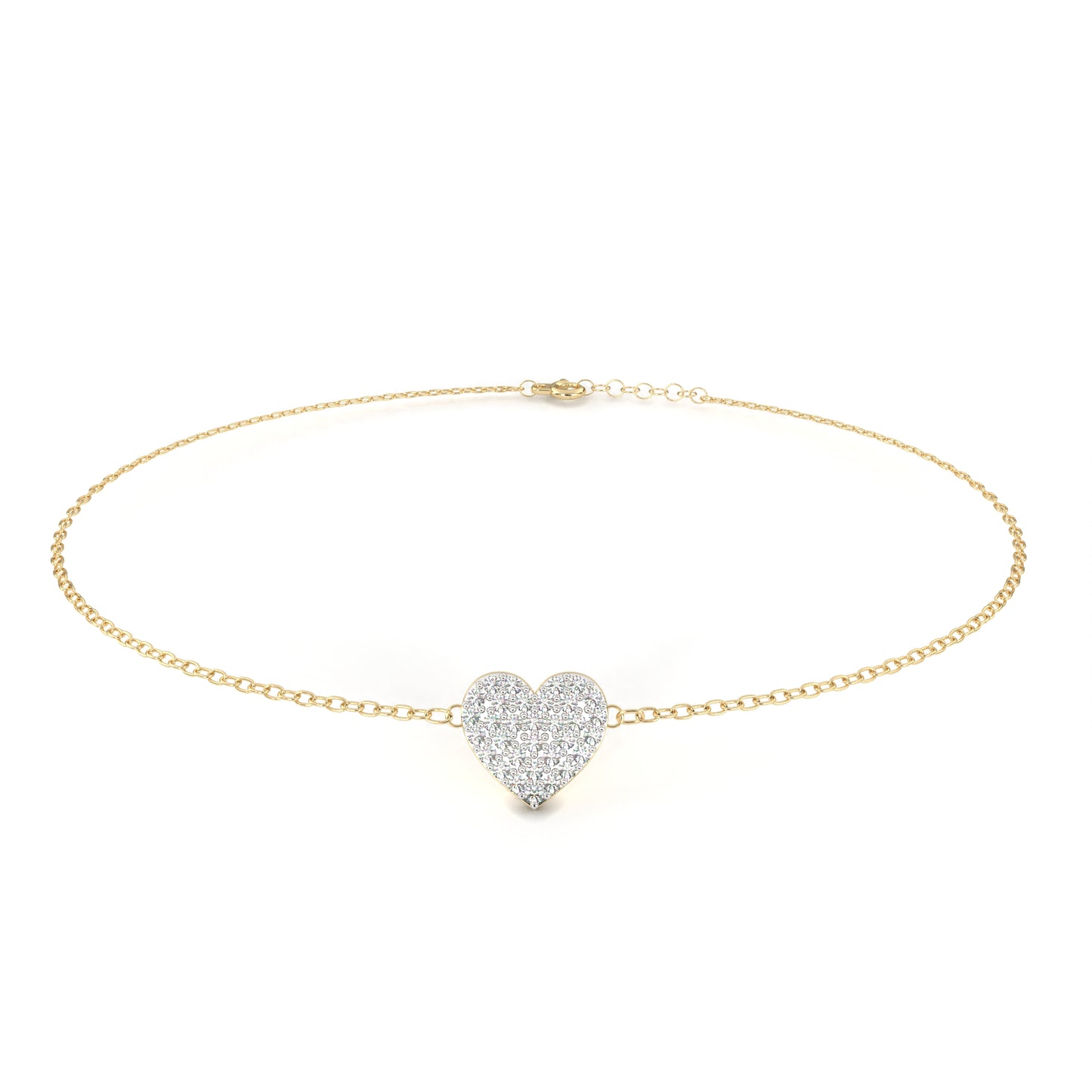 Round Cut Lab Grown Diamond Heart Bracelet/Gold Diamond Bracelet/1 CTW Diamond Bracelet/Solitaire Diamond Bracelet/Anniversary Gift For Her/igi Certified/Ethical Diamond/Silver Bracelet/Gold Bracelet/EF Color Diamond/VS Clarity Diamond/Manmade Diamond/Lab Grown Diamond/Round Cut Diamond/Bracelet