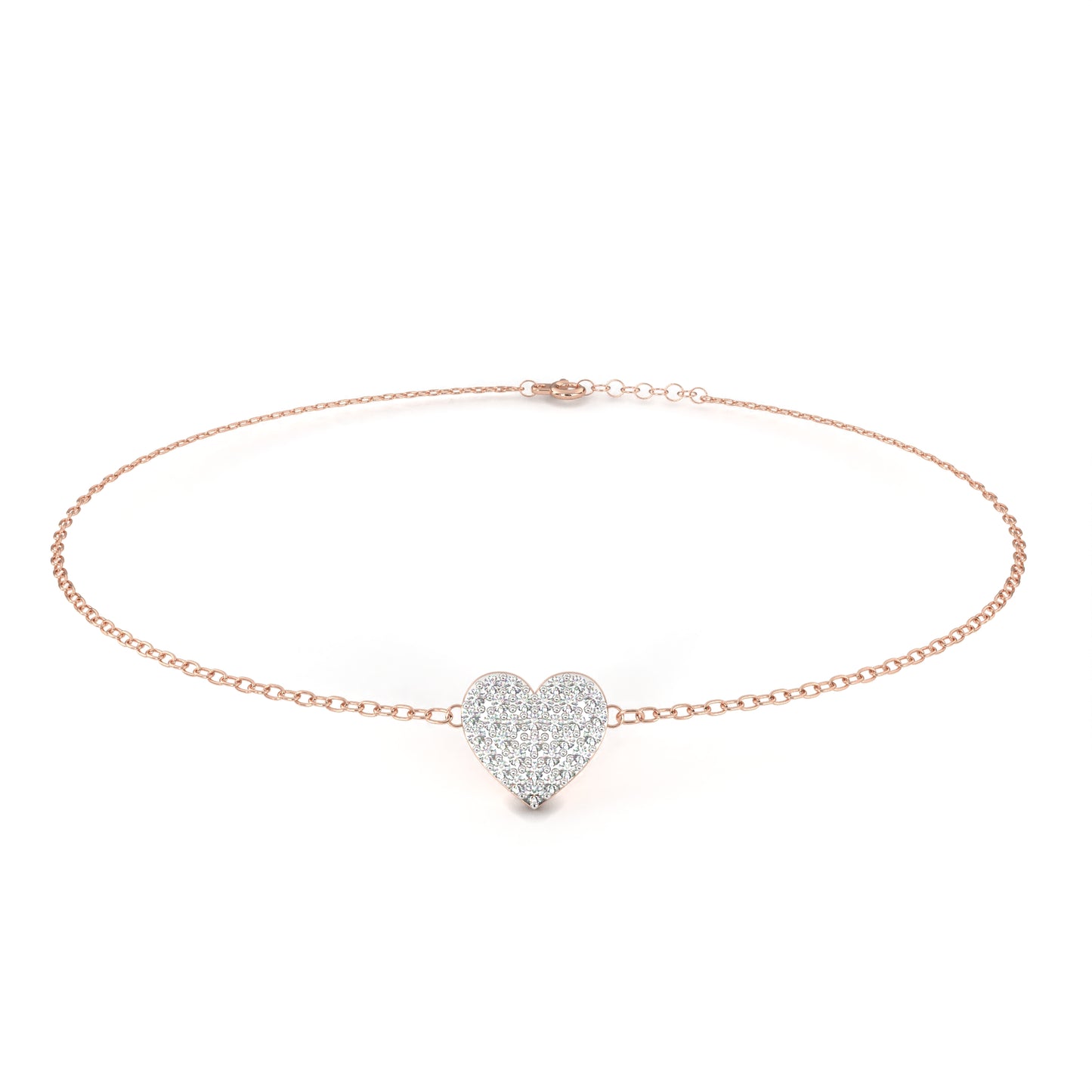 Round Cut Lab Grown Diamond Heart Bracelet/Gold Diamond Bracelet/1 CTW Diamond Bracelet/Solitaire Diamond Bracelet/Anniversary Gift For Her/igi Certified/Ethical Diamond/Silver Bracelet/Gold Bracelet/EF Color Diamond/VS Clarity Diamond/Manmade Diamond/Lab Grown Diamond/Round Cut Diamond/Bracelet
