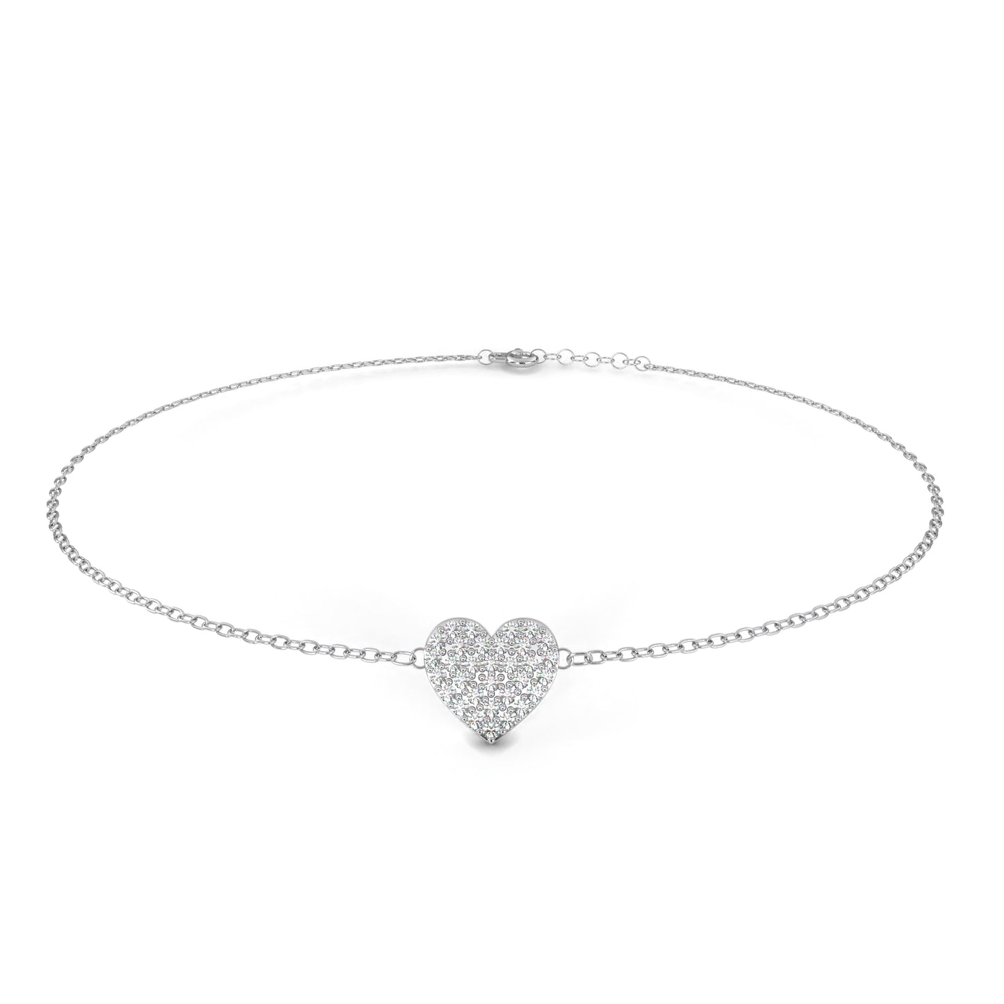 Round Cut Lab Grown Diamond Heart Bracelet/Gold Diamond Bracelet/1 CTW Diamond Bracelet/Solitaire Diamond Bracelet/Anniversary Gift For Her/igi Certified/Ethical Diamond/Silver Bracelet/Gold Bracelet/EF Color Diamond/VS Clarity Diamond/Manmade Diamond/Lab Grown Diamond/Round Cut Diamond/Bracelet
