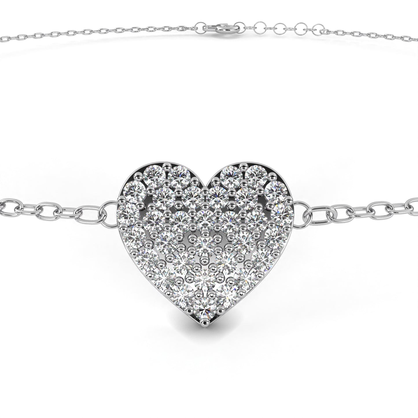 Round Cut Lab Grown Diamond Heart Bracelet/Gold Diamond Bracelet/1 CTW Diamond Bracelet/Solitaire Diamond Bracelet/Anniversary Gift For Her/igi Certified/Ethical Diamond/Silver Bracelet/Gold Bracelet/EF Color Diamond/VS Clarity Diamond/Manmade Diamond/Lab Grown Diamond/Round Cut Diamond/Bracelet