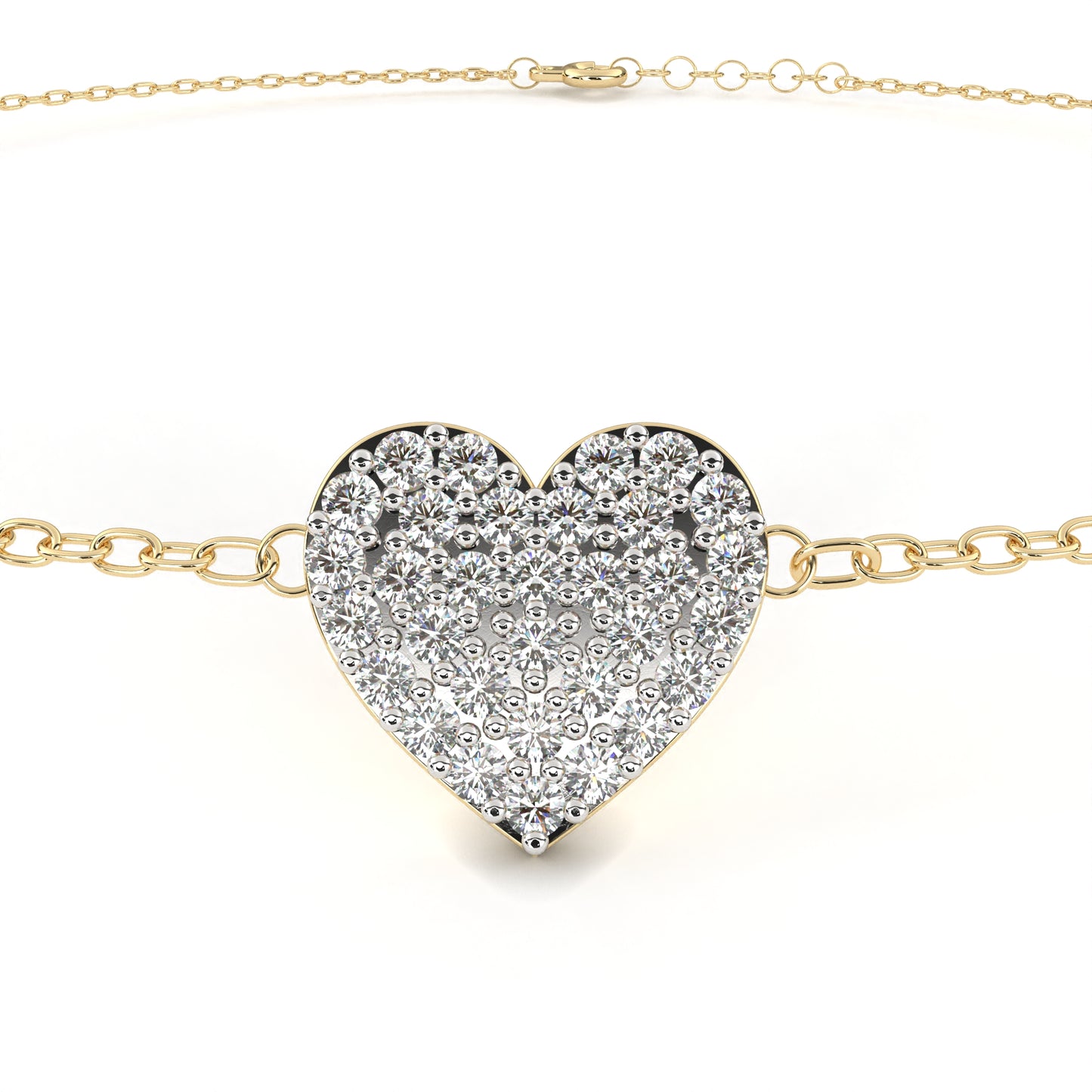 Round Cut Lab Grown Diamond Heart Bracelet/Gold Diamond Bracelet/1 CTW Diamond Bracelet/Solitaire Diamond Bracelet/Anniversary Gift For Her/igi Certified/Ethical Diamond/Silver Bracelet/Gold Bracelet/EF Color Diamond/VS Clarity Diamond/Manmade Diamond/Lab Grown Diamond/Round Cut Diamond/Bracelet
