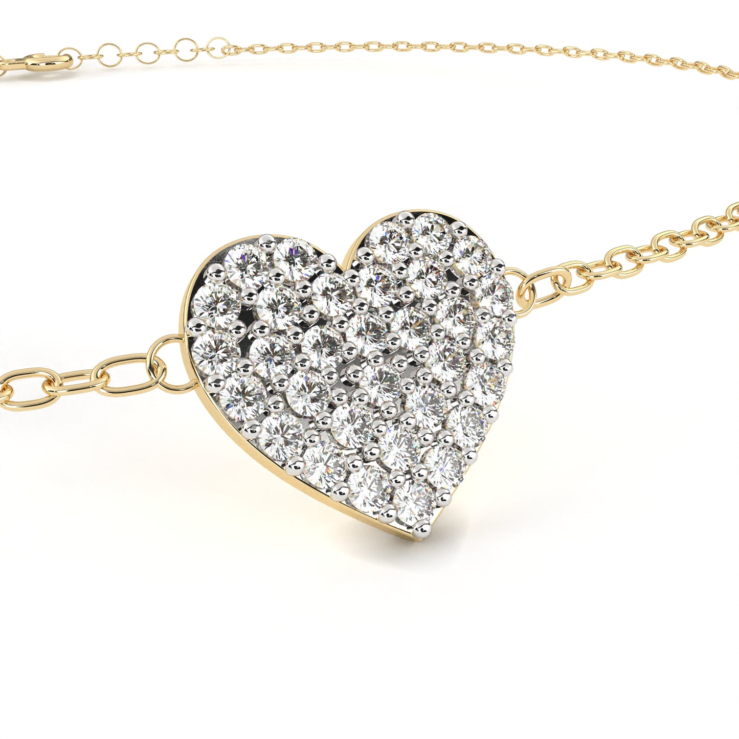 Round Cut Lab Grown Diamond Heart Bracelet/Gold Diamond Bracelet/1 CTW Diamond Bracelet/Solitaire Diamond Bracelet/Anniversary Gift For Her/igi Certified/Ethical Diamond/Silver Bracelet/Gold Bracelet/EF Color Diamond/VS Clarity Diamond/Manmade Diamond/Lab Grown Diamond/Round Cut Diamond/Bracelet