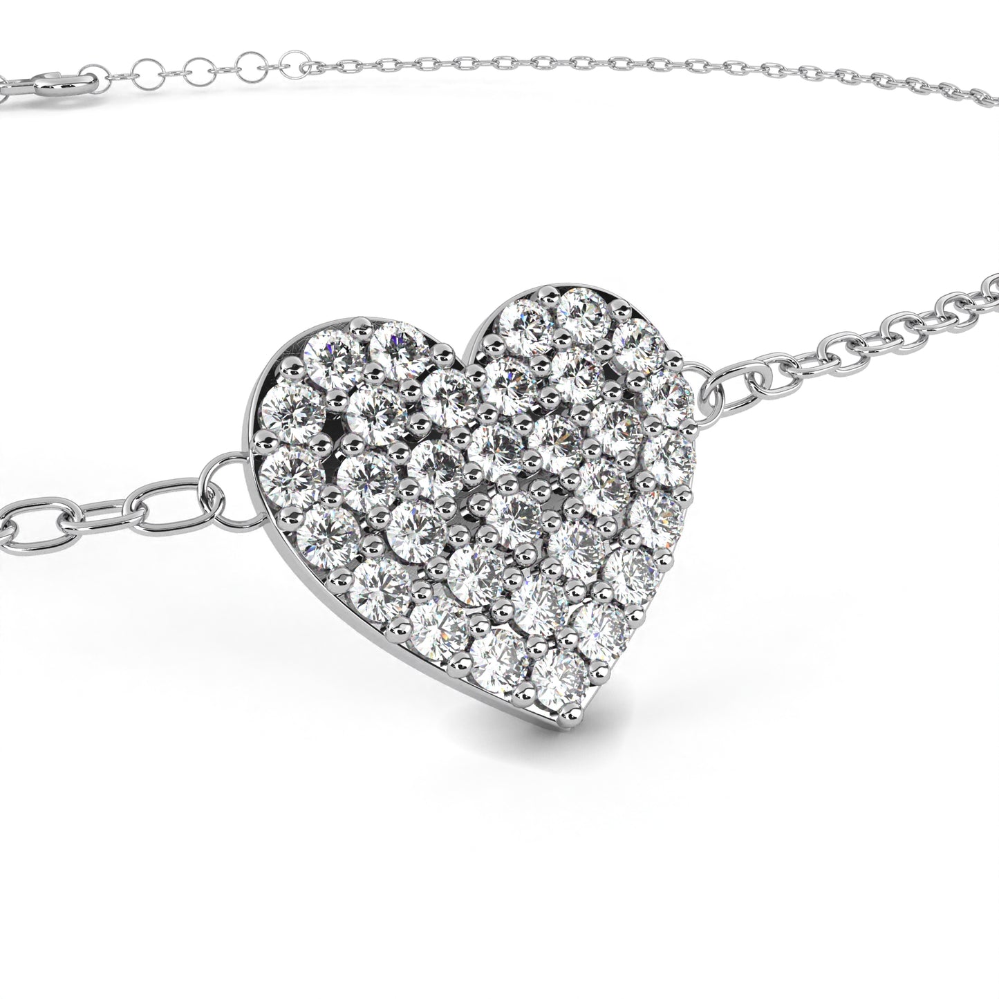 Round Cut Lab Grown Diamond Heart Bracelet/Gold Diamond Bracelet/1 CTW Diamond Bracelet/Solitaire Diamond Bracelet/Anniversary Gift For Her/igi Certified/Ethical Diamond/Silver Bracelet/Gold Bracelet/EF Color Diamond/VS Clarity Diamond/Manmade Diamond/Lab Grown Diamond/Round Cut Diamond/Bracelet
