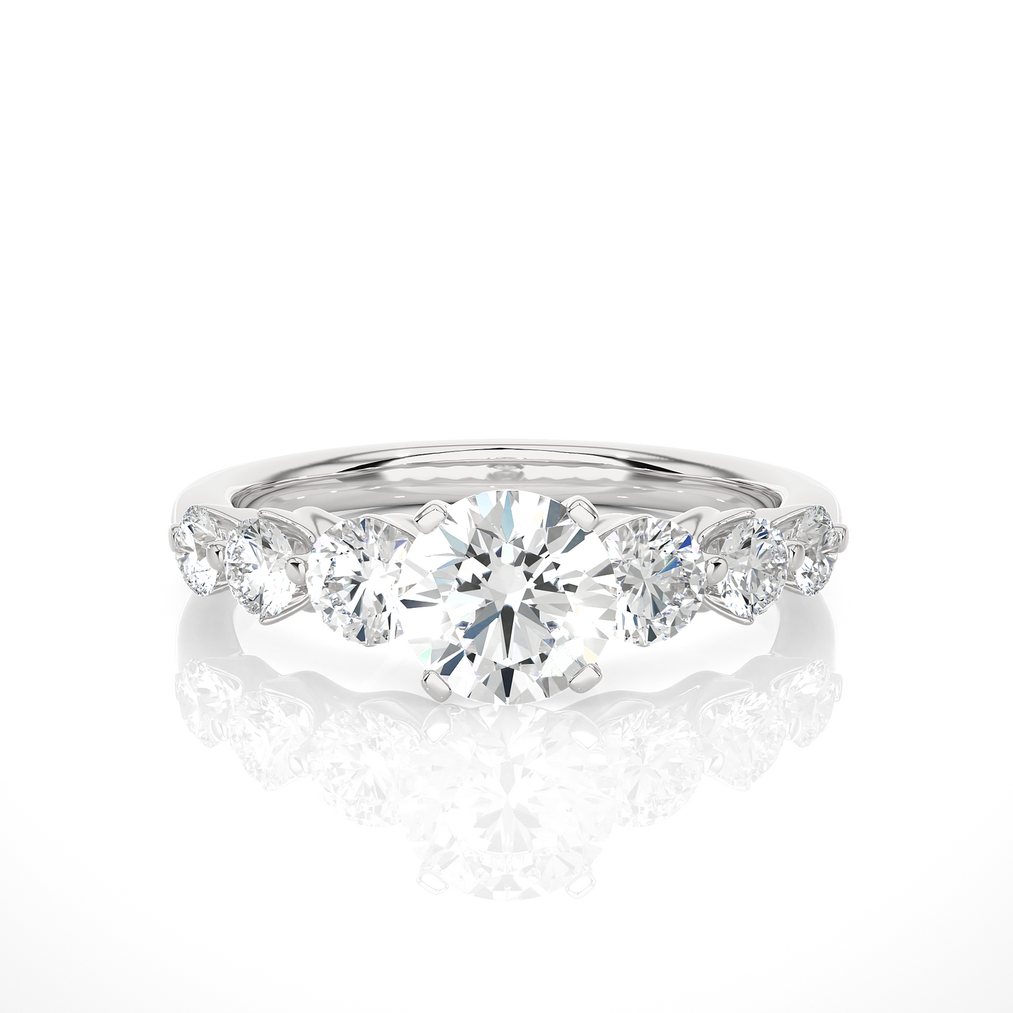 1.16 Ct Round Cut E-VS1 Lab Grown Diamond Gold Engagement Ring/Wedding Ring/E Color/VS Clarity/1 Ct Diamond Ring/CVD Diamond Ring/Round Cut Diamond/Round Diamond Side Stone/Prong Set/Pave Set/10k Gold/14k Gold/18k Gold/Yellow Gold/White Gold/Rose Gold/Anniversary Gift