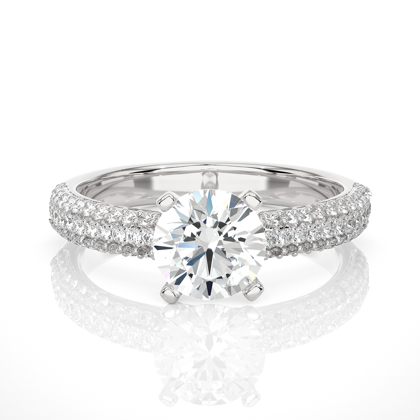 1.02 Ct Round Cut E/VS1 Lab Grown Diamond Gold Engagement Ring/Wedding Ring/E Color/VS Clarity/1 Ct Diamond Ring/CVD Diamond Ring/Round Cut Diamond/Round Diamond Side Stone/Prong Set/Pave Set/10k Gold/14k Gold/18k Gold/Yellow Gold/White Gold/Rose Gold/Anniversary Gift