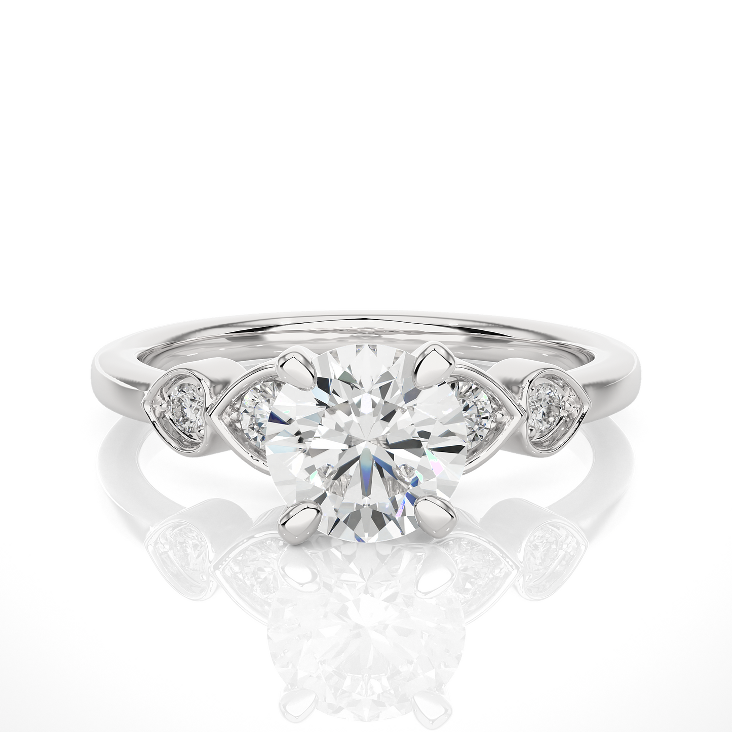 1.53 Ct Round Cut E-VS1 Lab Grown Diamond Gold Engagement Ring/Wedding Ring/E Color/VS Clarity/1 Ct Diamond Ring/CVD Diamond Ring/Round Cut Diamond/Round Diamond Side Stone/Prong Set/Pave Set/10k Gold/14k Gold/18k Gold/Yellow Gold/White Gold/Rose Gold/Anniversary Gift