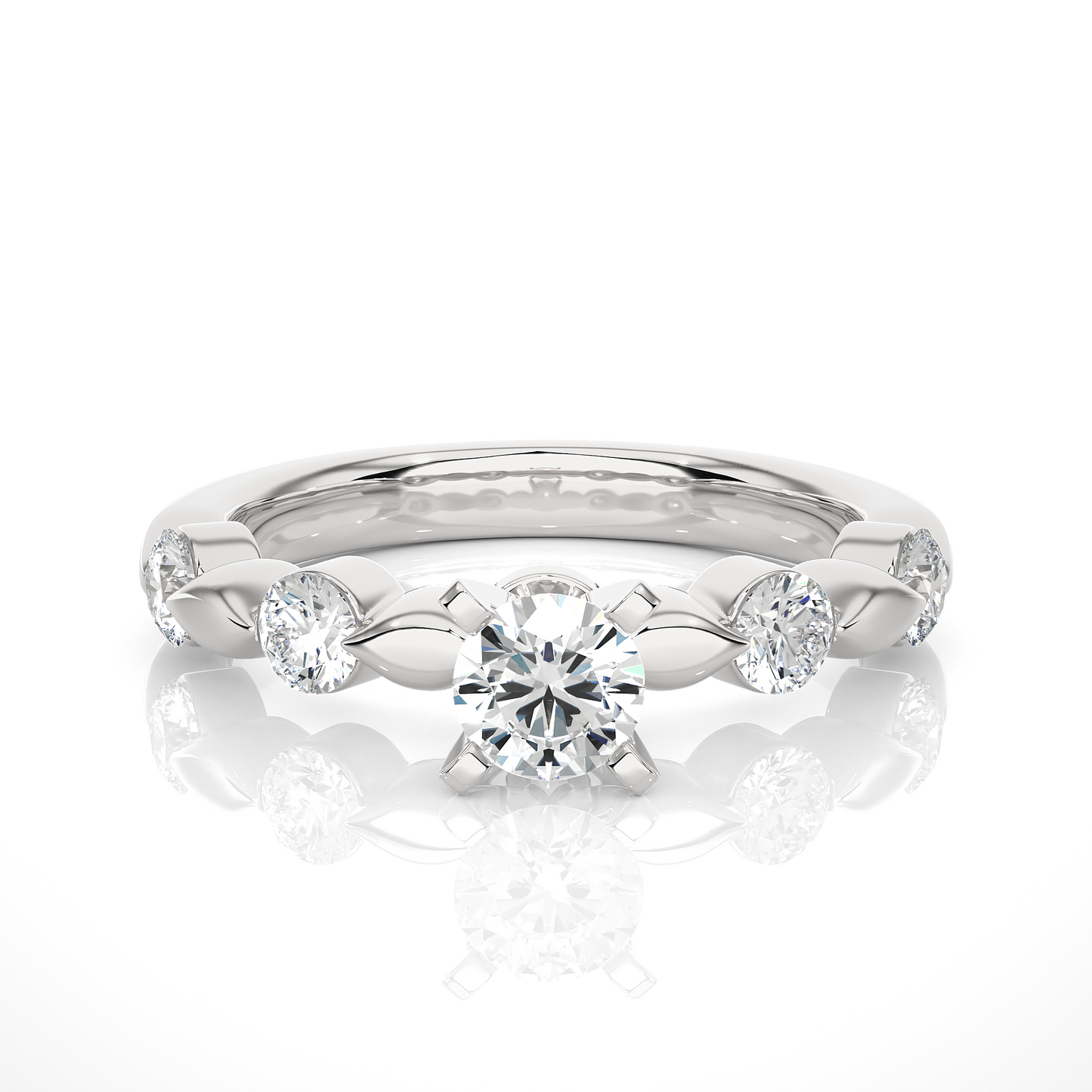1.01 CT Round Cut Lab Grown Diamond Engagement Ring in Mil-Grain Shank/Wedding Ring/F Color/VS Clarity/1 Ct Diamond Ring/CVD Diamond Ring/Round Cut Diamond/Round Diamond Side Stone/Prong Set/Pave Set/10k Gold/14k Gold/18k Gold/Yellow Gold/White Gold/Rose Gold/Anniversary Gift
