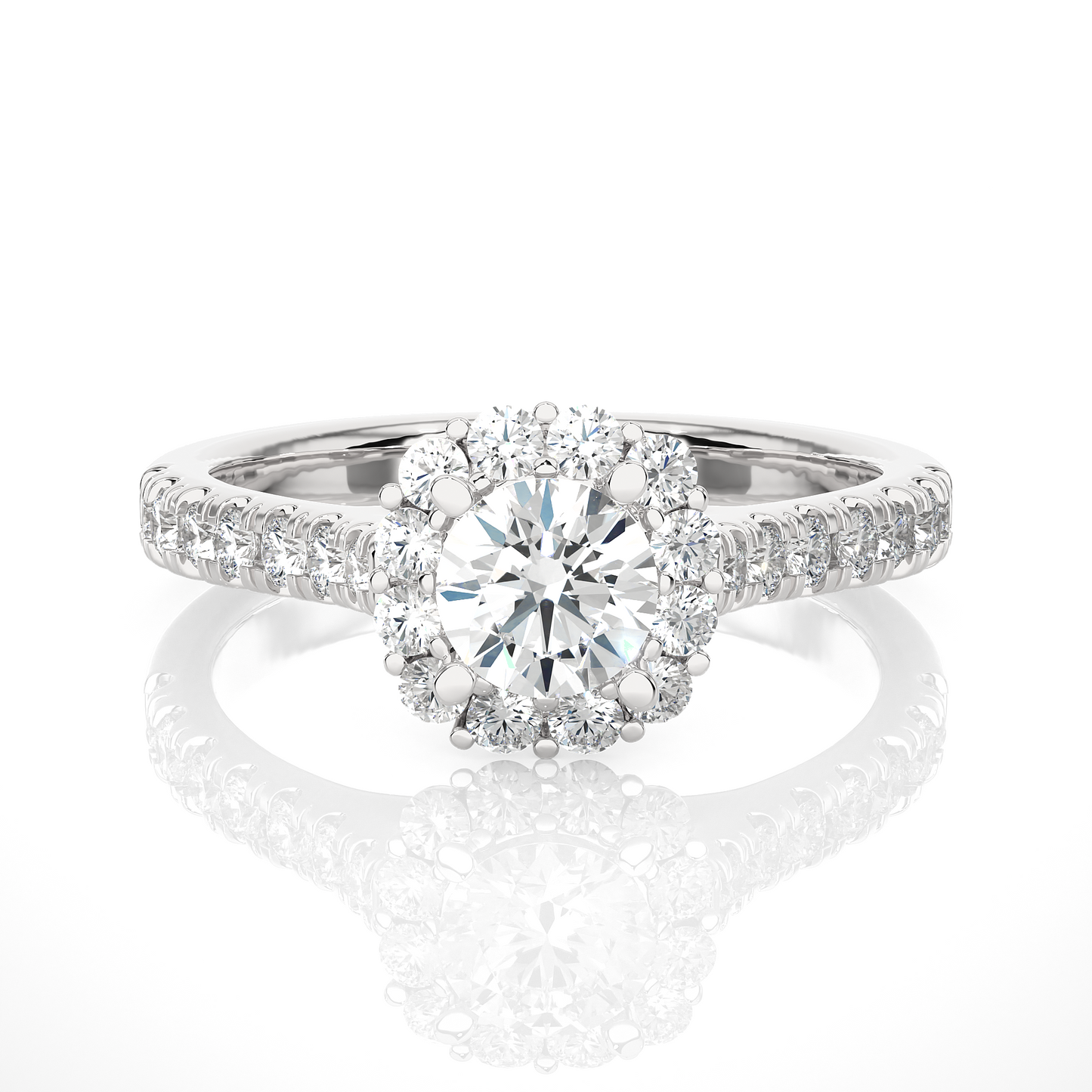 1.01 Ct Round Cut E-VS Lab Grown Diamond Gold Halo Engagement Ring/Wedding Ring/E Color/VS Clarity/1 Ct Diamond Ring/CVD Diamond Ring/Round Cut Diamond/Round Diamond Side Stone/Prong Set/Pave Set/Halo Set/10k Gold/14k Gold/18k Gold/Yellow Gold/White Gold/Rose Gold/Anniversary Gift