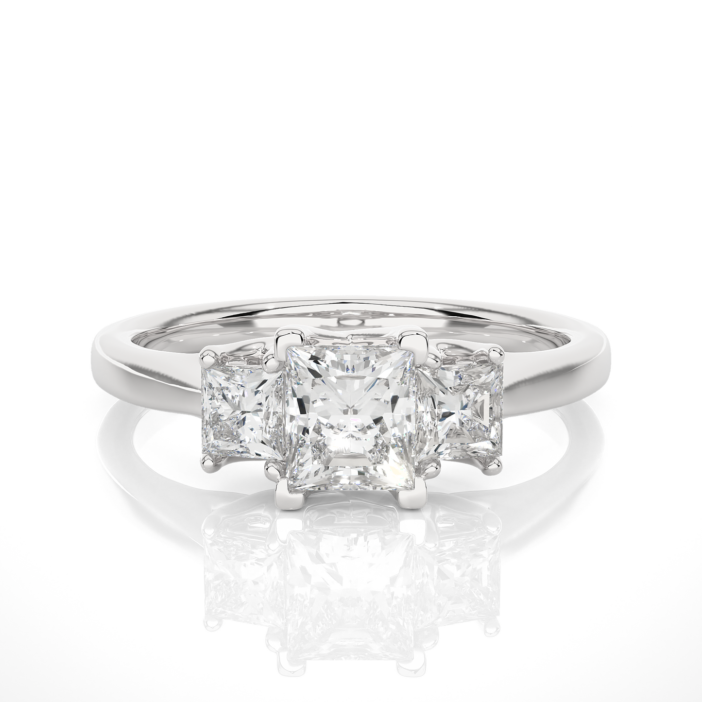 1.07 Ct Princess Cut Lab Grown Diamond Three Stone Gold Engagement Ring/Wedding Ring/F Color/VS Clarity/1 Ct Diamond Ring/CVD Diamond Ring/Princess Cut Diamond/Princess Diamond Side Stone/Prong Set/Three Stone Set/10k Gold/14k Gold/18k Gold/Yellow Gold/White Gold/Rose Gold/Anniversary Gift