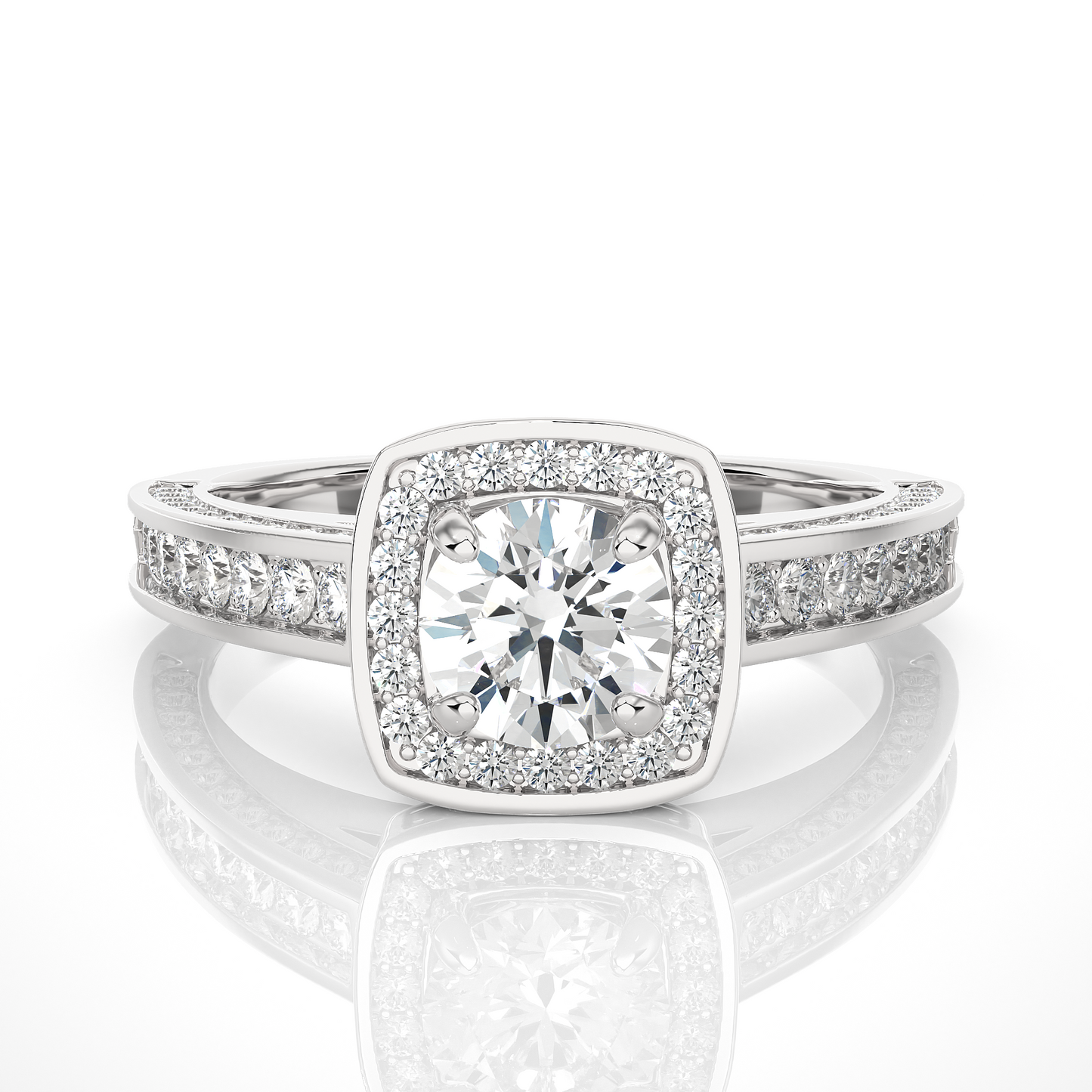 1.16 Ct Round Cut E-VS2 Lab Grown Diamond Gold Engagement Ring/Wedding Ring/E Color/VS Clarity/1 Ct Diamond Ring/CVD Diamond Ring/Round Cut Diamond/Round Diamond Side Stone/Prong Set/Pave Set/Halo Set/10k Gold/14k Gold/18k Gold/Yellow Gold/White Gold/Rose Gold/Anniversary Gift