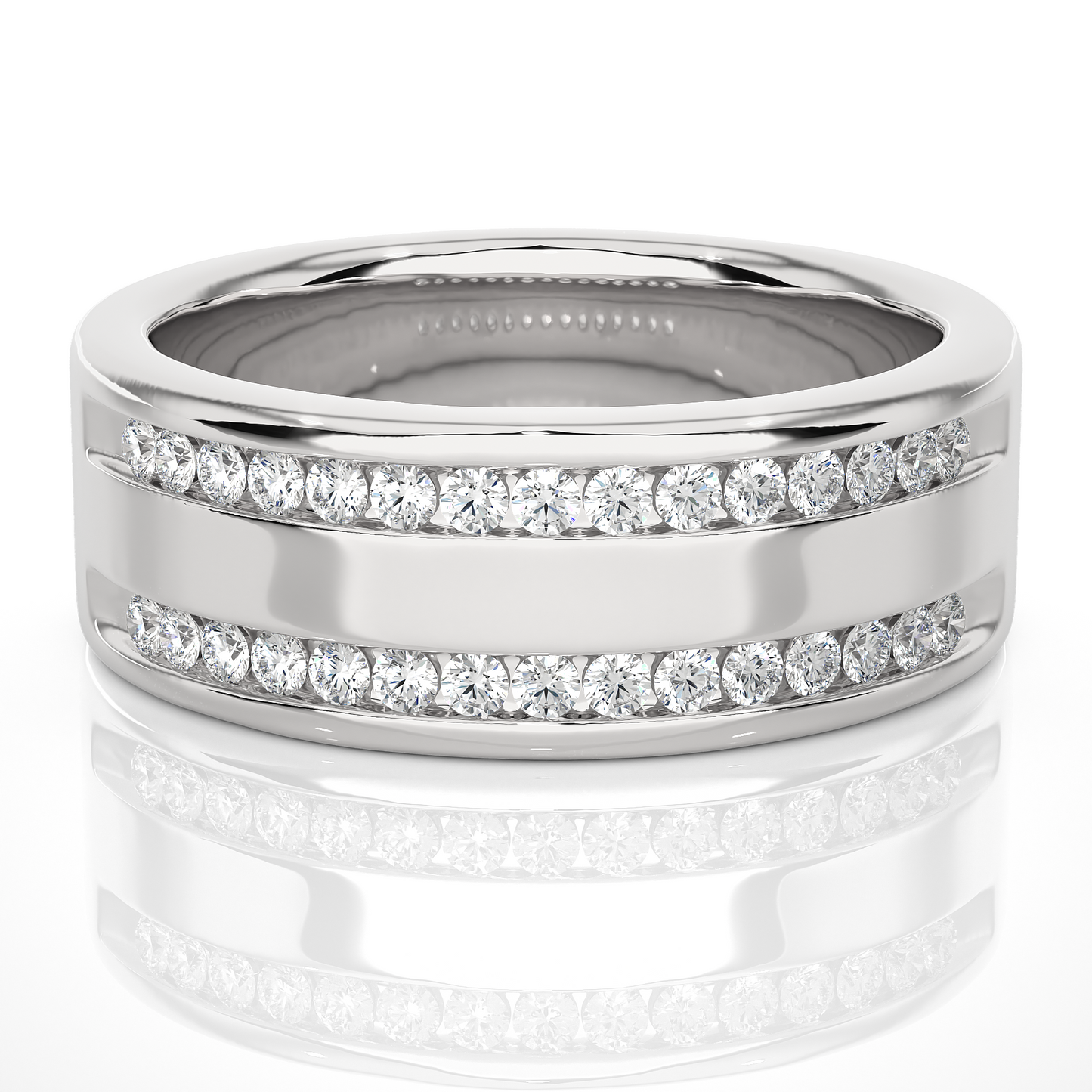2 Row Round Cut Ring/Wedding Ring/EF Color/VS Clarity/1 CTW Diamond Band/CVD Diamond Band/Round Cut Diamond/Prong Set/Pave Set/10k Gold/14k Gold/18k Gold/Yellow Gold/White Gold/Rose Gold/Anniversary Gift
