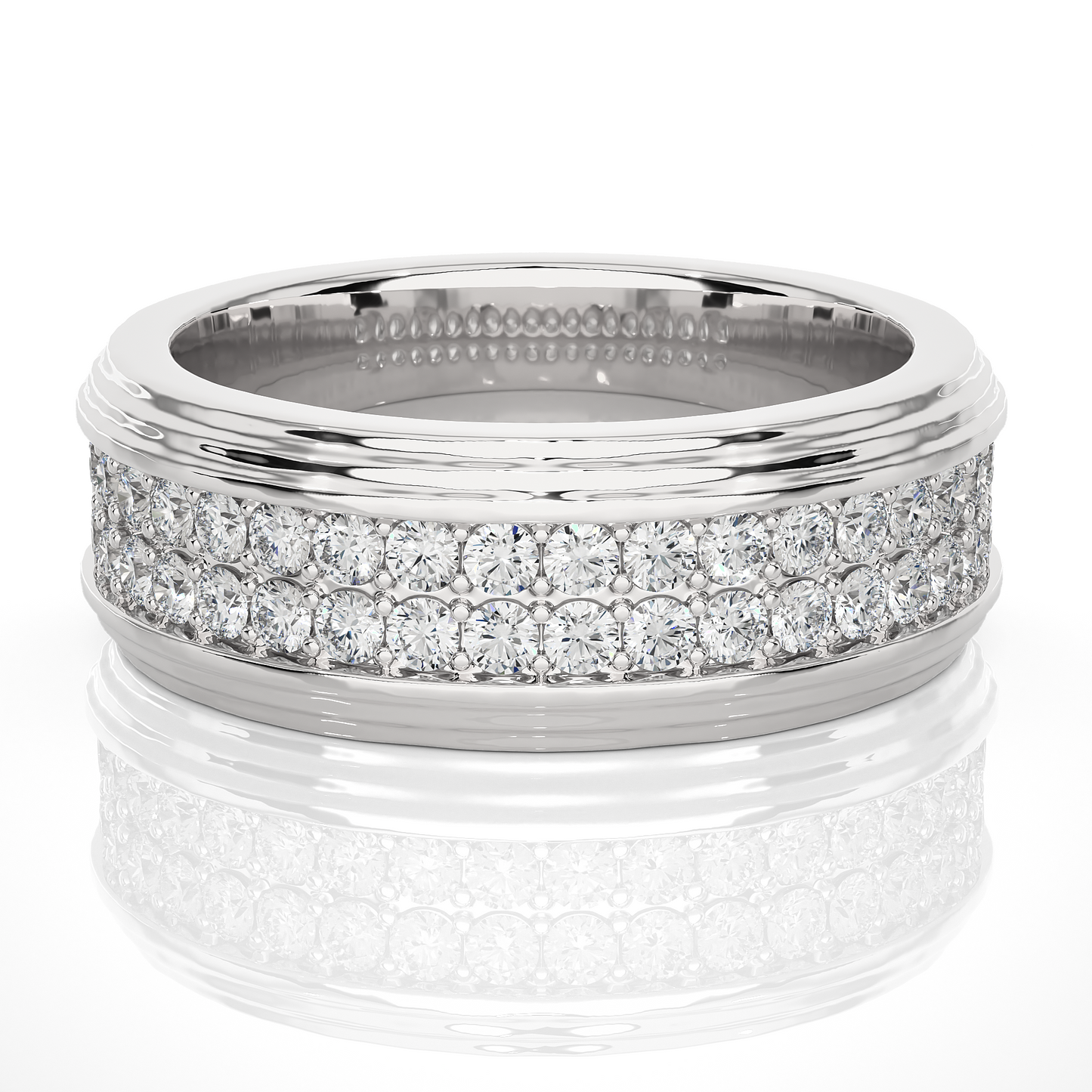 1.03 TCW Round Cut EF-VS Lab Grown Diamond Double Pave Wedding Band/Wedding Ring/EF Color/VS Clarity/1 CTW Diamond Band/CVD Diamond Band/Round Cut Diamond/Prong Set/Pave Set/10k Gold/14k Gold/18k Gold/Yellow Gold/White Gold/Rose Gold/Anniversary Gift