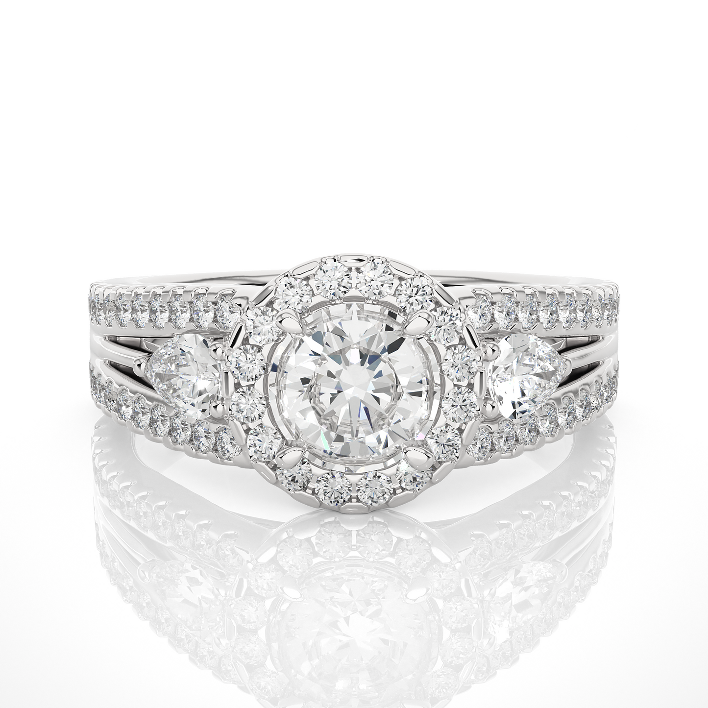 1.18 Ct Round Cut F-VS1 Lab Grown Diamond Gold Engagement Ring/Wedding Ring/F Color/VS Clarity/1 Ct Diamond Ring/CVD Diamond Ring/Round Cut Diamond/Round Diamond Side Stone/Prong Set/Three Stone Set/Halo Set/10k Gold/14k Gold/18k Gold/Yellow Gold/White Gold/Rose Gold/Anniversary Gift