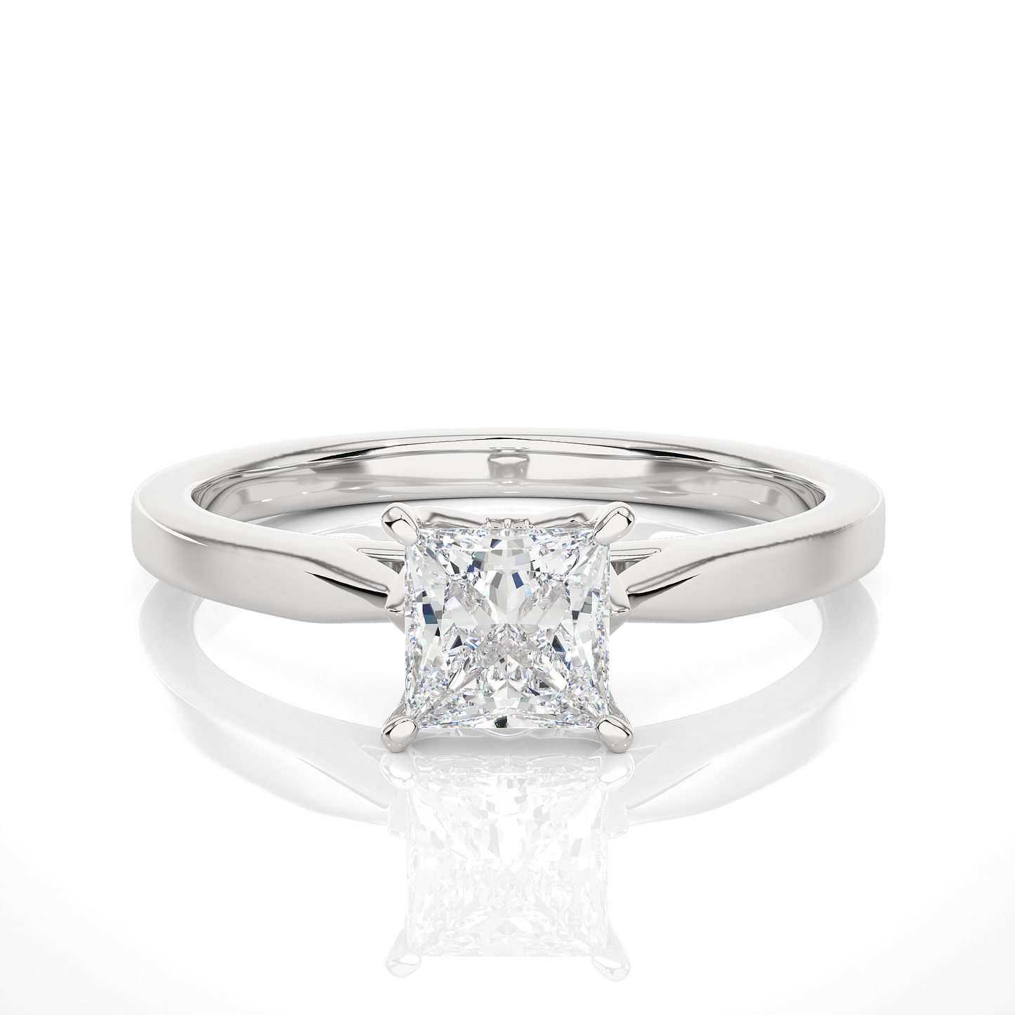 1.01 Ct Princess Cut Lab Grown Diamond Solitaire Engagement Ring/E Color/VS Clarity/1 Ct Diamond Ring/Princess Cut Diamond/CVD Diamond Ring/Four Prong Setting/Rose Gold/White Gold/Yellow Gold/10k Gold/14k Gold/18k Gold