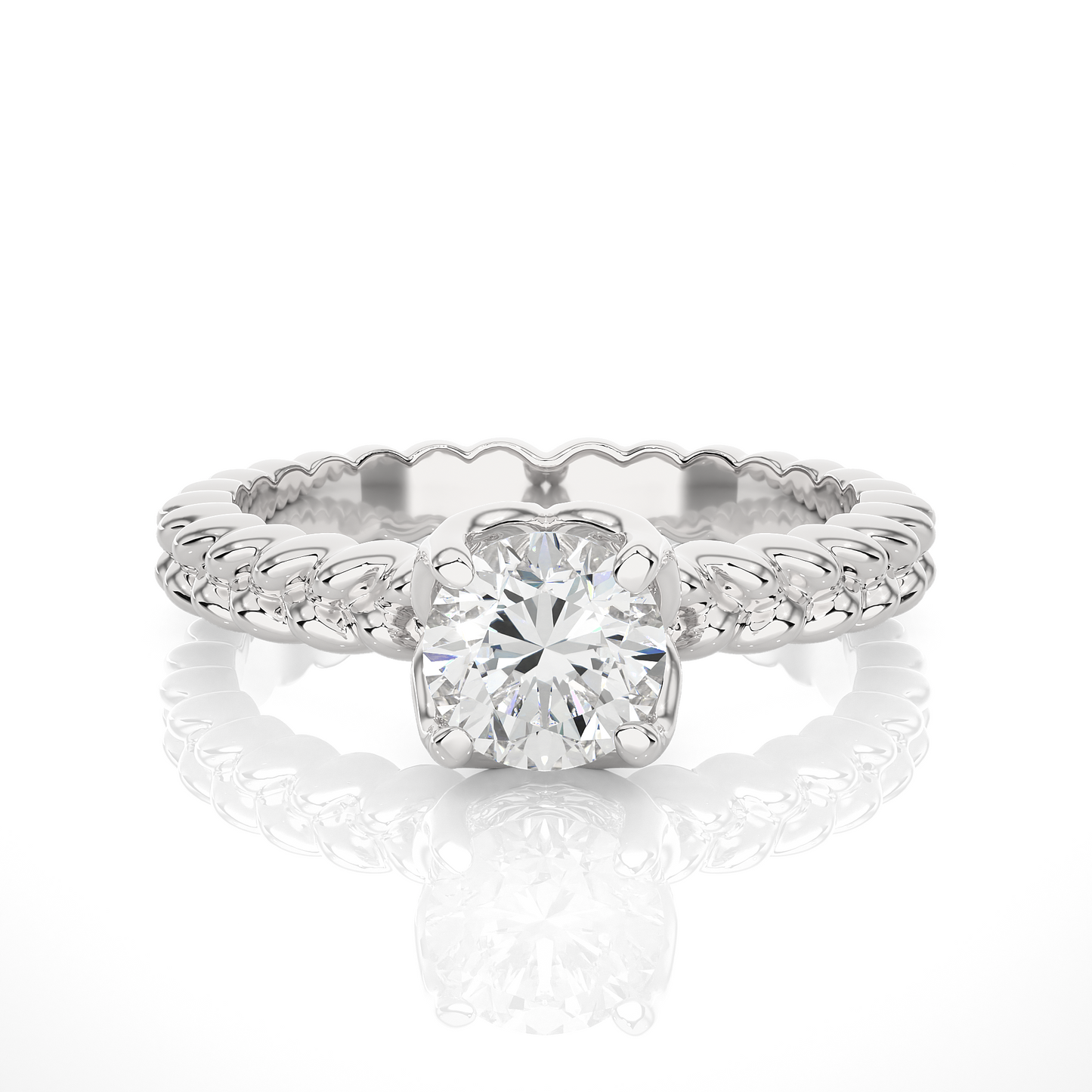 1.5 ct Braid Solitaire Ring/Engagement Ring/Wedding Ring/F Color/VS Clarity/1 Ct Diamond Ring/CVD Diamond Ring/Round Cut Diamond/Prong Set/10k Gold/14k Gold/18k Gold/Yellow Gold/White Gold/Rose Gold/Anniversary Gift