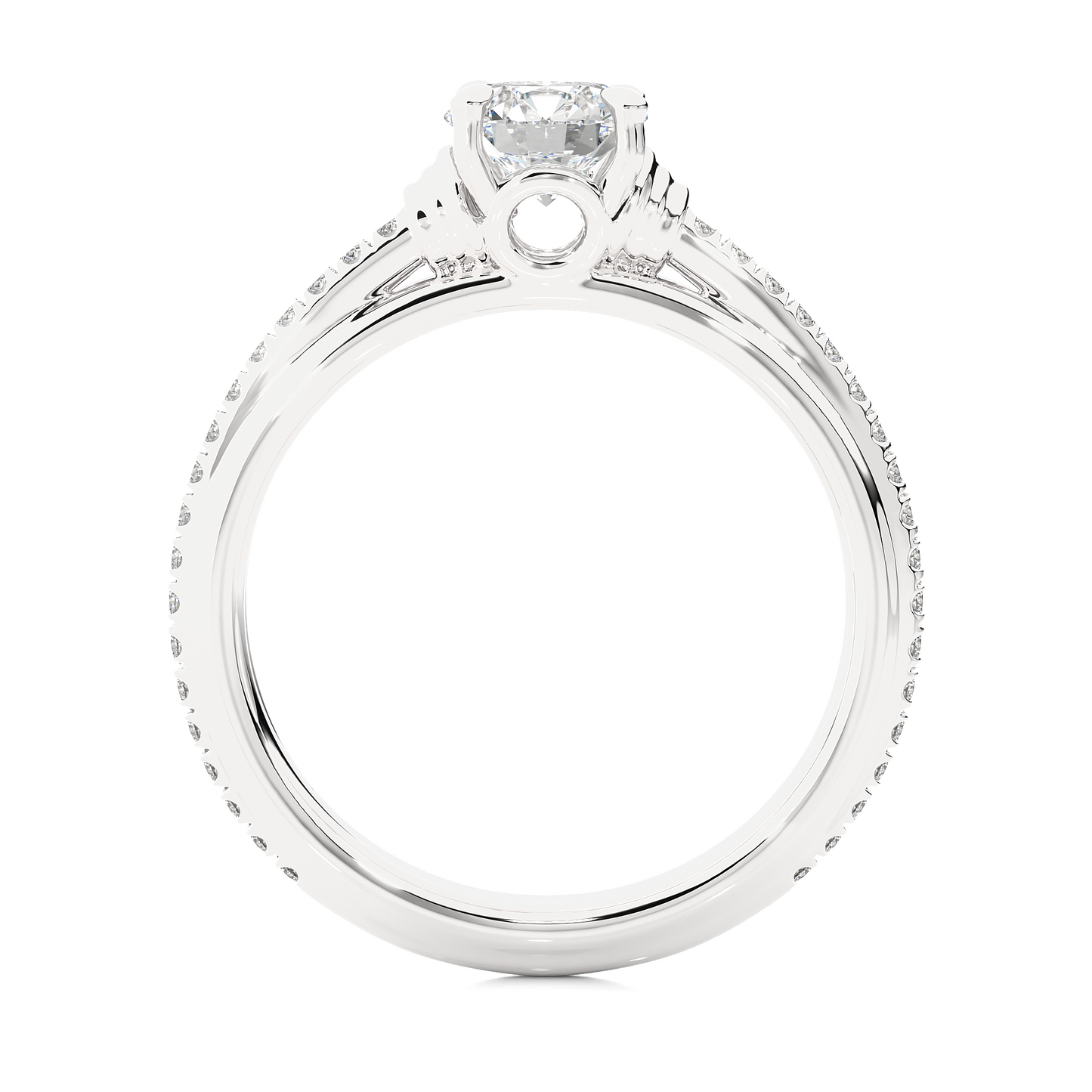 1.03 Ct Round Cut E-VS1 Lab Grown Diamond Engagement Ring/Wedding Ring/E Color/VS Clarity/1 Ct Diamond Ring/CVD Diamond Ring/Round Cut Diamond/Round Diamond Side Stone/Prong Set/Pave Set/10k Gold/14k Gold/18k Gold/Yellow Gold/White Gold/Rose Gold/Anniversary Gift