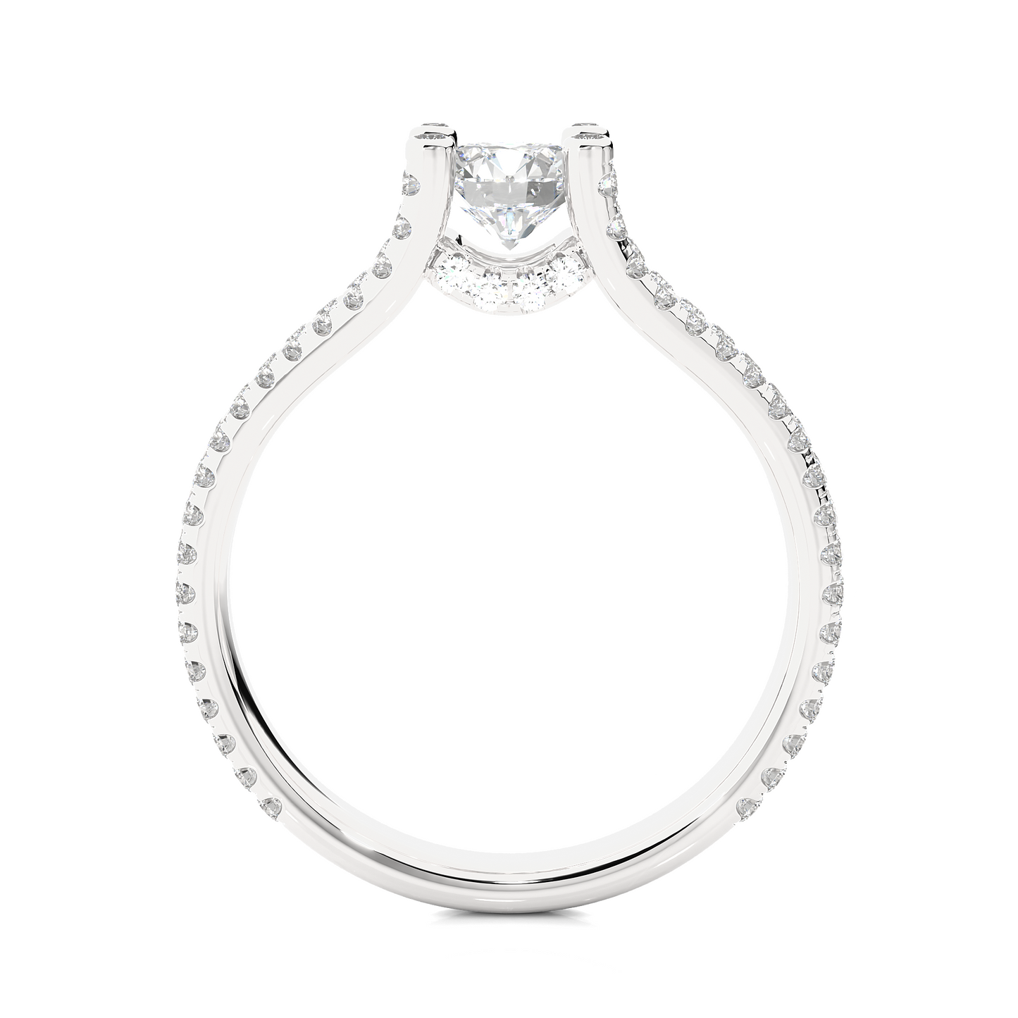 1.02 CT Round Cut Lab Grown Diamond Engagement Ring in Split Shank With Pave Setting/Wedding Ring/F Color/VS Clarity/1 Ct Diamond Ring/CVD Diamond Ring/Round Cut Diamond/Round Diamond Side Stone/Four Prong Set/Pave Set/10k Gold/14k Gold/18k Gold/Yellow Gold/White Gold/Rose Gold/Anniversary Gift