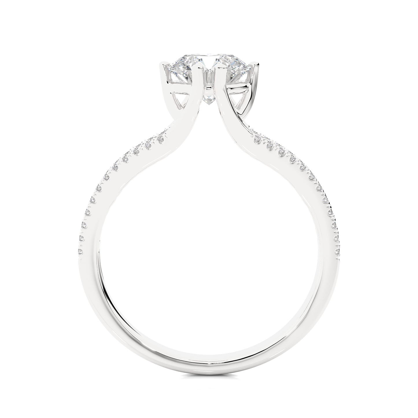 1.08 Ct Round Cut Lab Grown Diamond Split Shank Engagement Ring/Wedding Ring/E Color/VS Clarity/1 Ct Diamond Ring/CVD Diamond Ring/Round Cut Diamond/Round Diamond Side Stone/Four Prong Set/Pave Set/10k Gold/14k Gold/18k Gold/Yellow Gold/White Gold/Rose Gold/Anniversary Gift