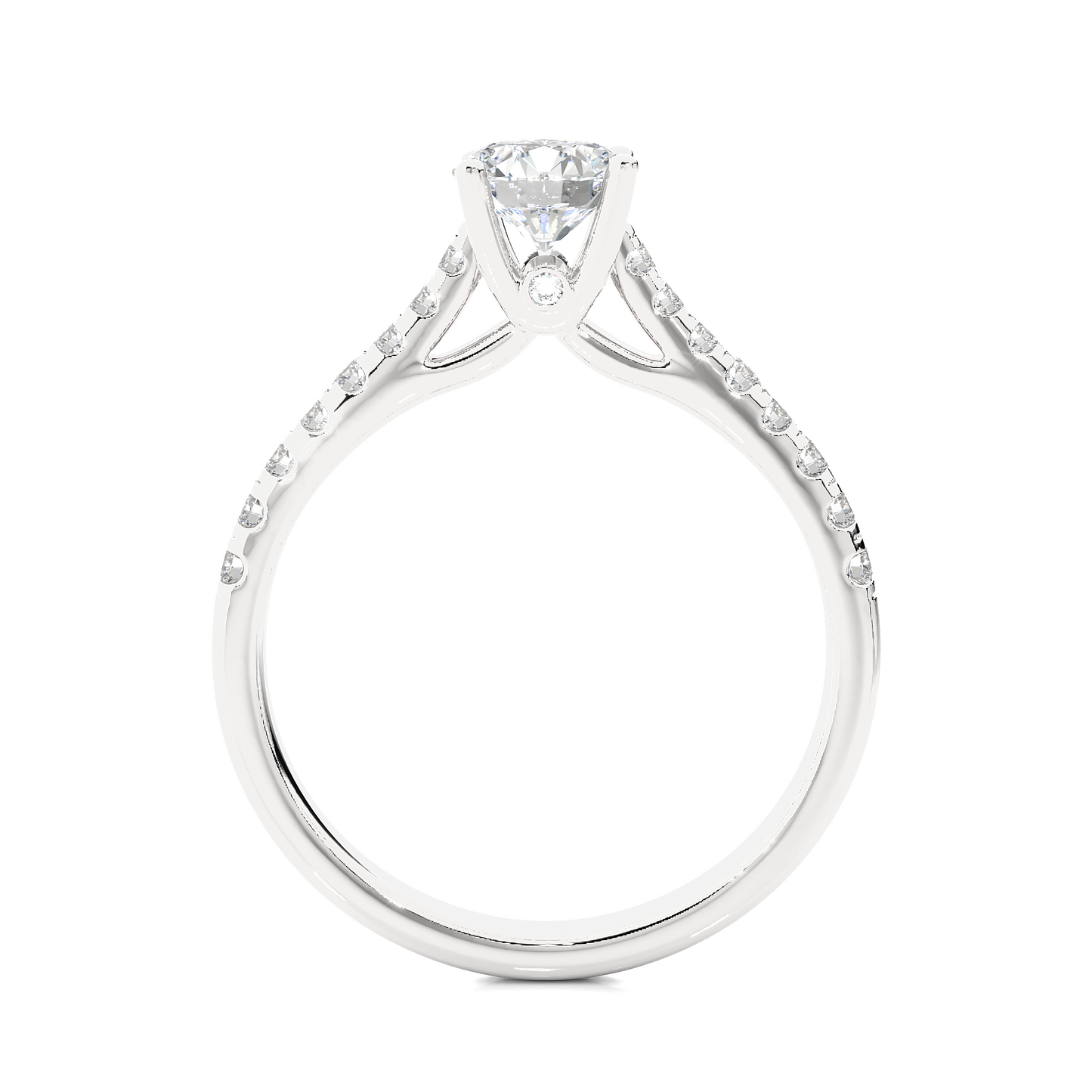 1.0 CT Round Cut Lab Grown Diamond Gold Engagement Ring/Wedding Ring/E Color/VS Clarity/1 Ct Diamond Ring/CVD Diamond Ring/Round Cut Diamond/Round Diamond Side Stone/Prong Set/Pave Set/10k Gold/14k Gold/18k Gold/Yellow Gold/White Gold/Rose Gold/Anniversary Gift