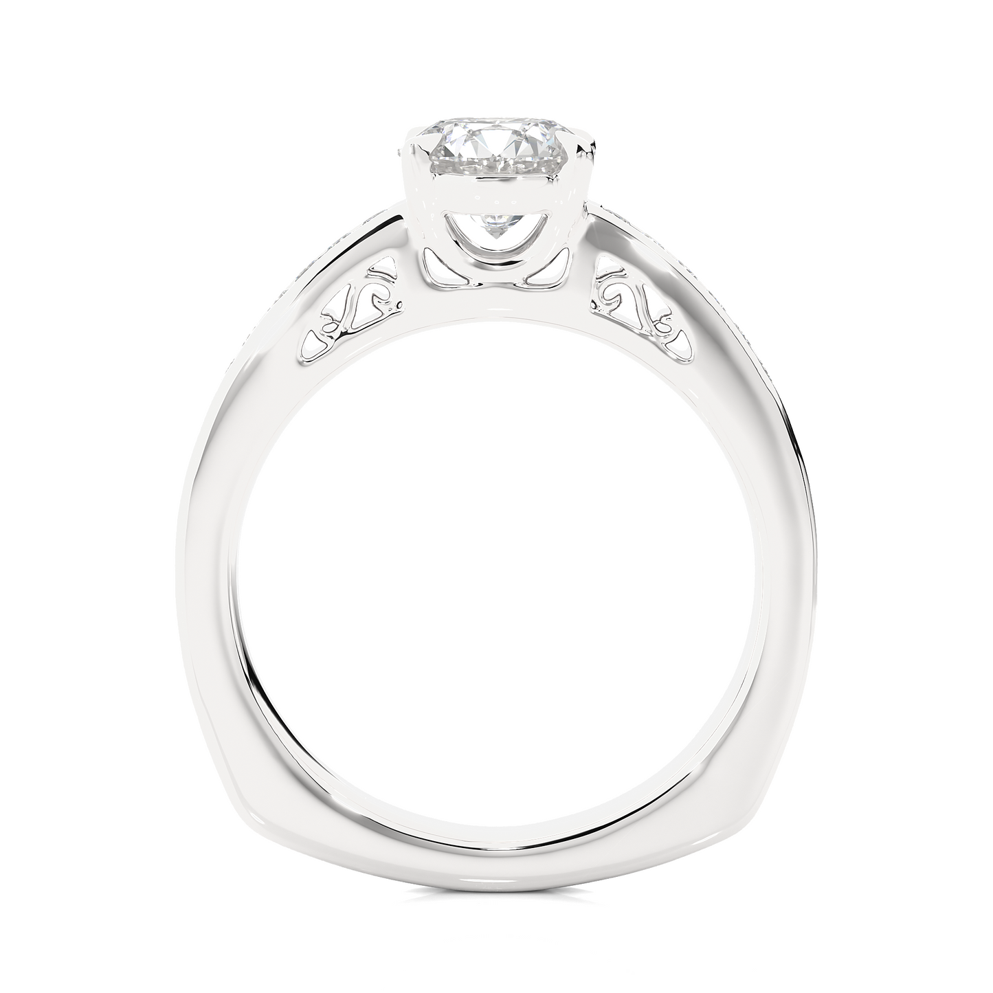 1.46 Ct Round Cut E-VS Lab Grown Diamond Engagement Ring/Wedding Ring/E Color/VS Clarity/1 Ct Diamond Ring/CVD Diamond Ring/Round Cut Diamond/Round Diamond Side Stone/Prong Set/Pave Set/10k Gold/14k Gold/18k Gold/Yellow Gold/White Gold/Rose Gold/Anniversary Gift