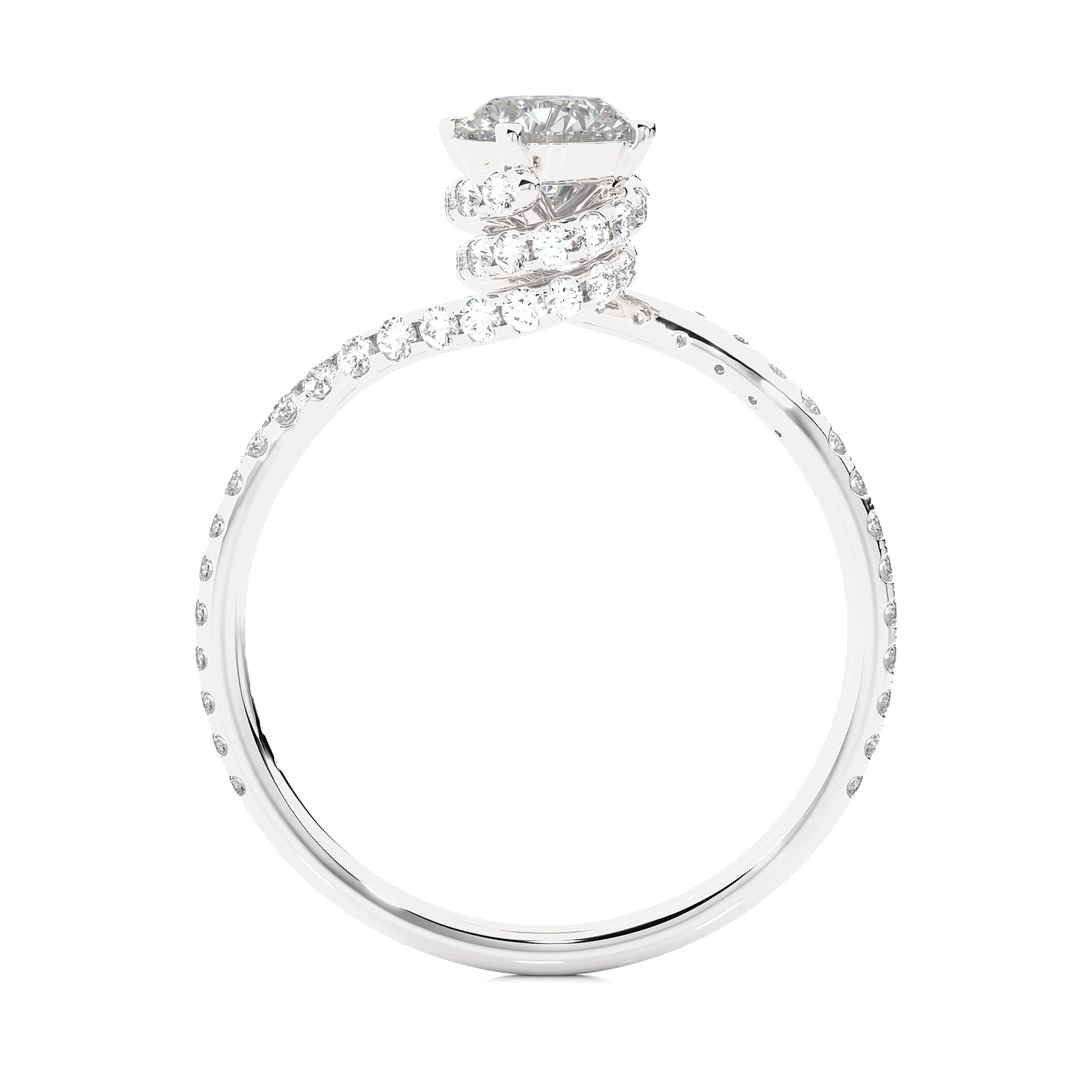 1.00 CT Round Cut Lab Diamond Engagement Ring in Bypass Shank With Double Hidden Halo/Wedding Ring/F Color/VS Clarity/1 Ct Diamond Ring/CVD Diamond Ring/Round Cut Diamond/Round Diamond Side Stone/Four Prong Set/Pave Set/10k Gold/14k Gold/18k Gold/Yellow Gold/White Gold/Rose Gold/Anniversary Gift