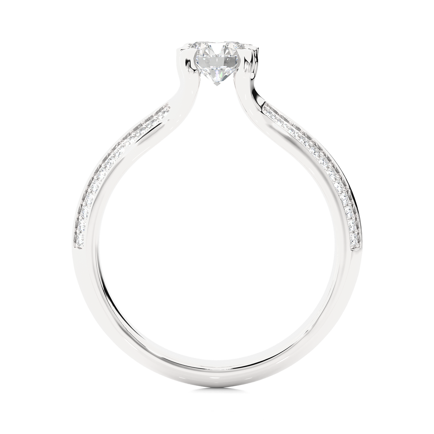 0.65 CT Round Cut Lab Grown Diamond Engagement Ring in Knife Edge Shank With Pave Setting/Wedding Ring/F Color/VS Clarity/1 Ct Diamond Ring/CVD Diamond Ring/Round Cut Diamond/Round Diamond Side Stone/Eight Prong Set/Pave Set/10k Gold/14k Gold/18k Gold/Yellow Gold/White Gold/Rose Gold/Anniversary Gift