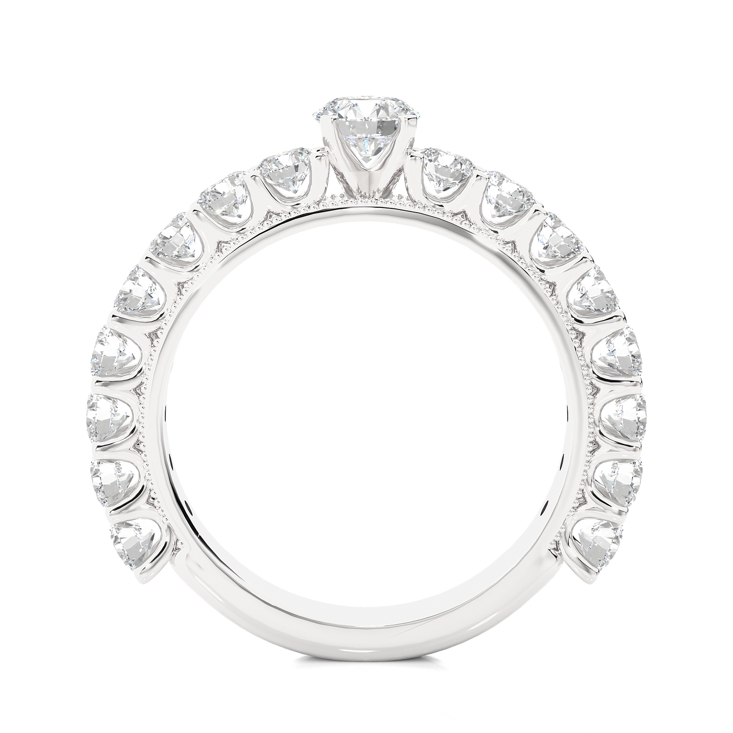 0.5 CT Round Cut Lab Grown Diamond Engagement Ring in Pave Setting/Wedding Ring/E Color/VS Clarity/1 Ct Diamond Ring/CVD Diamond Ring/Round Cut Diamond/Round Diamond Side Stone/Prong Set/Pave Set/10k Gold/14k Gold/18k Gold/Yellow Gold/White Gold/Rose Gold/Anniversary Gift