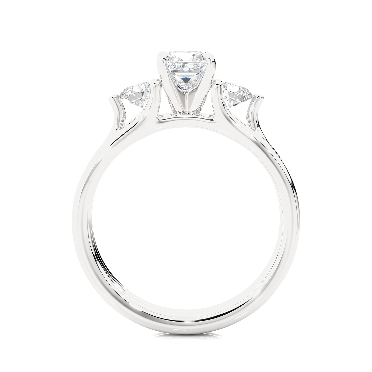 1.11 Ct Princess Cut F-VS1 Lab Grown Diamond Three Stone Engagement Ring/Wedding Ring/F Color/VS Clarity/1 Ct Diamond Ring/CVD Diamond Ring/Princess Cut Diamond/Round Diamond Side Stone/Prong Set/Three Stone Set/10k Gold/14k Gold/18k Gold/Yellow Gold/White Gold/Rose Gold/Anniversary Gift